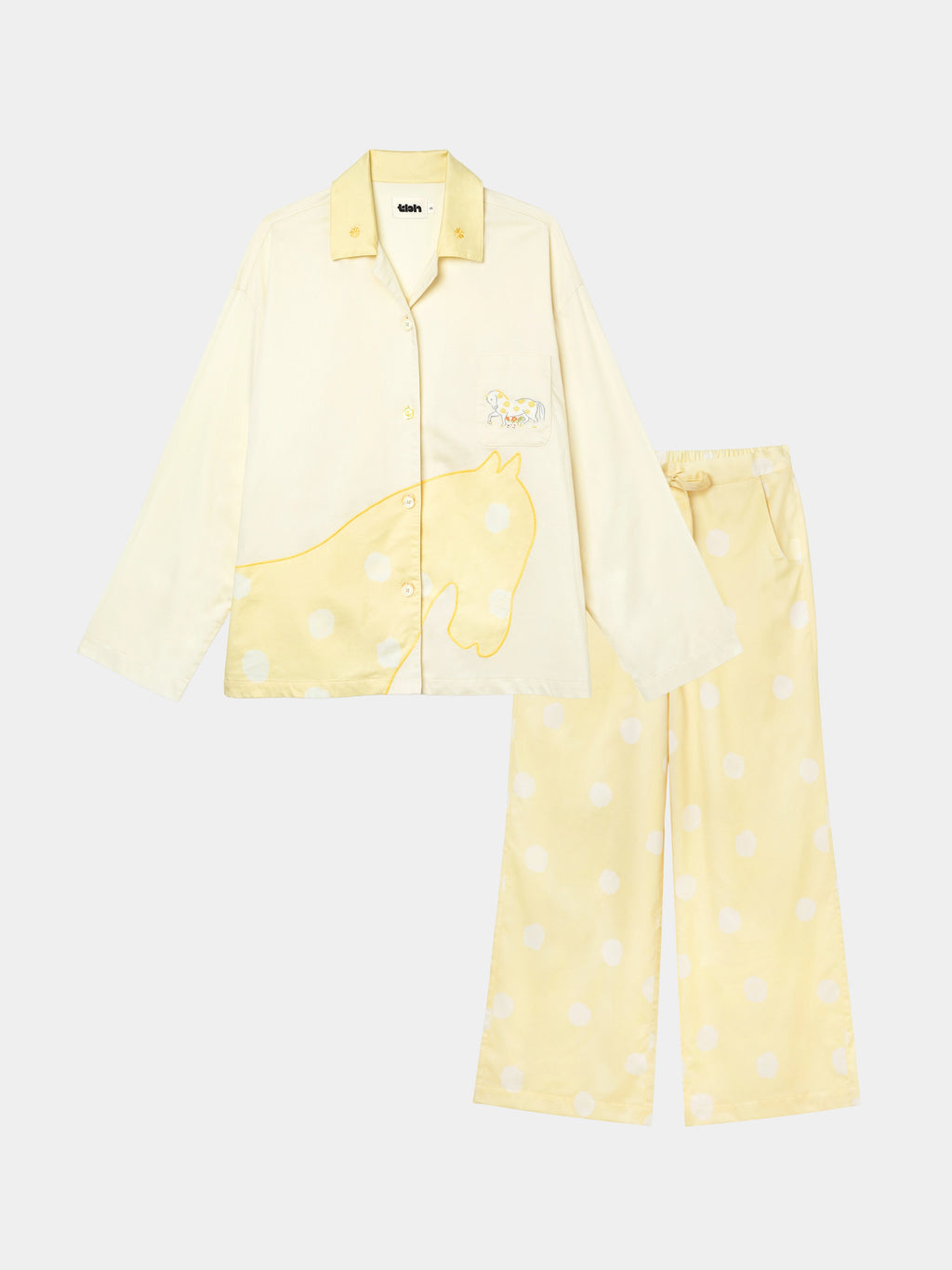 "Year of the Horse" Tencel Cotton Blend Loungewear Set Long Sleeve – Polka Dot Horse