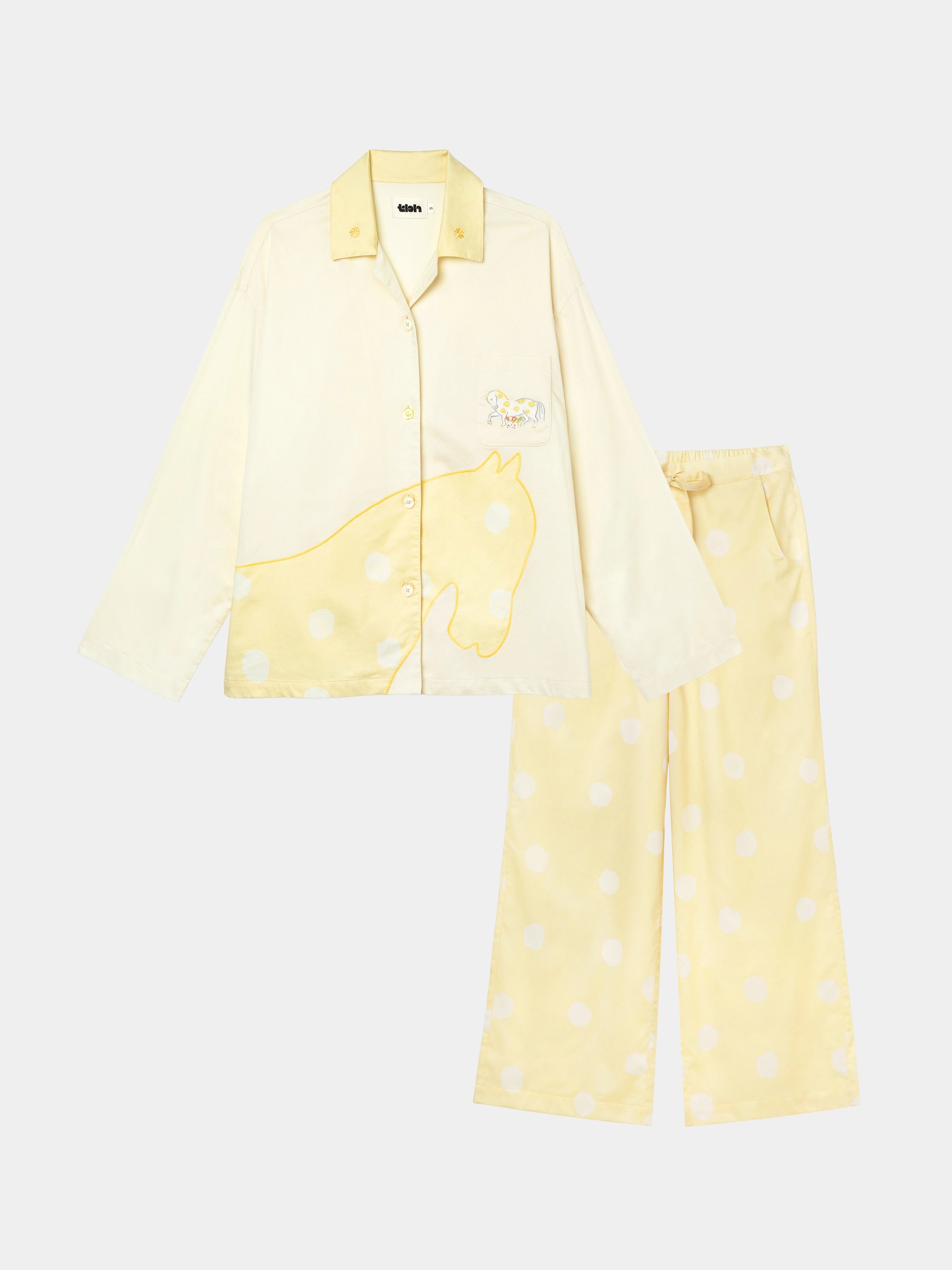 "Year of the Horse" Tencel Cotton Blend Loungewear Set Long Sleeve – Polka Dot Horse