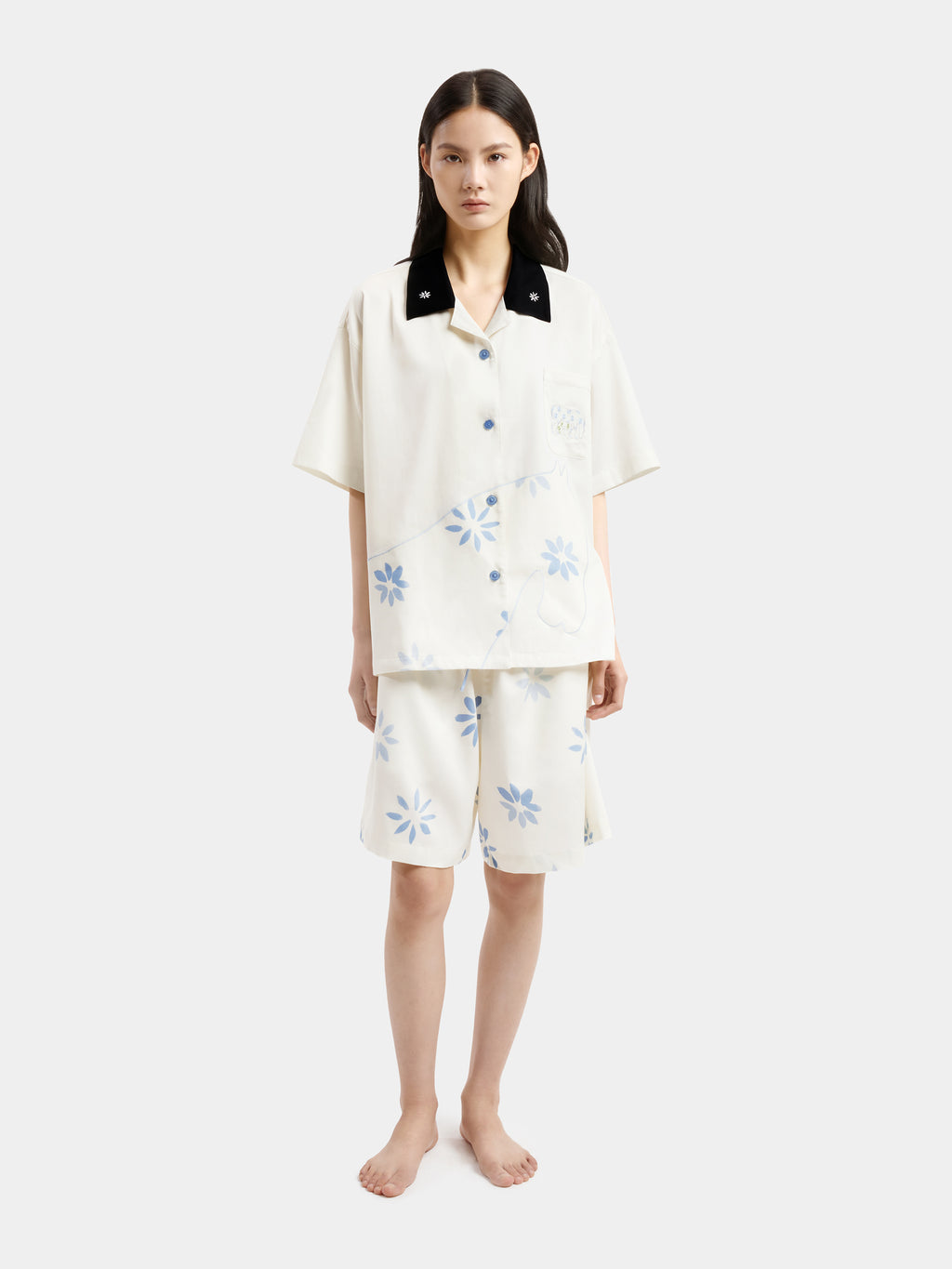 "Year of the Horse" Tencel Cotton Blend Loungewear Set Short Sleeve – Little Floral Horse