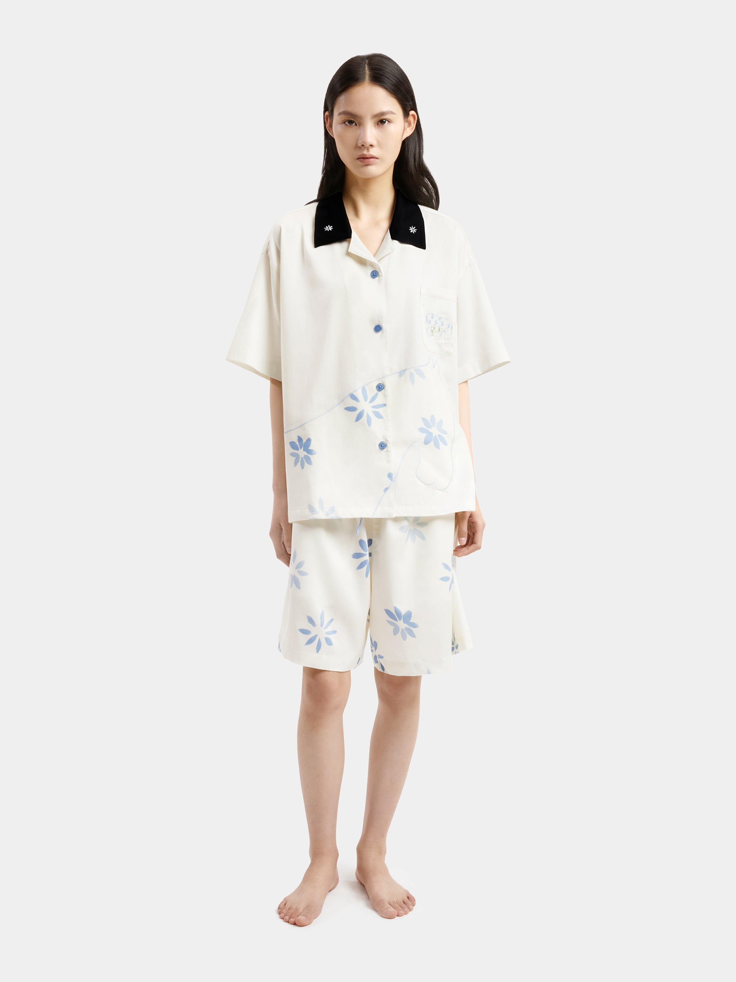 "Year of the Horse" Tencel Cotton Blend Loungewear Set Short Sleeve – Little Floral Horse