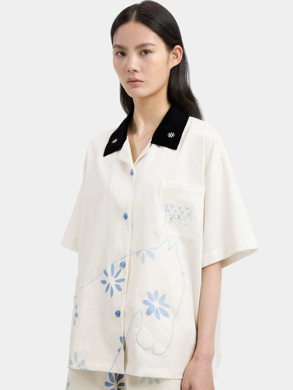 "Year of the Horse" Tencel Cotton Blend Loungewear Set Short Sleeve – Little Floral Horse