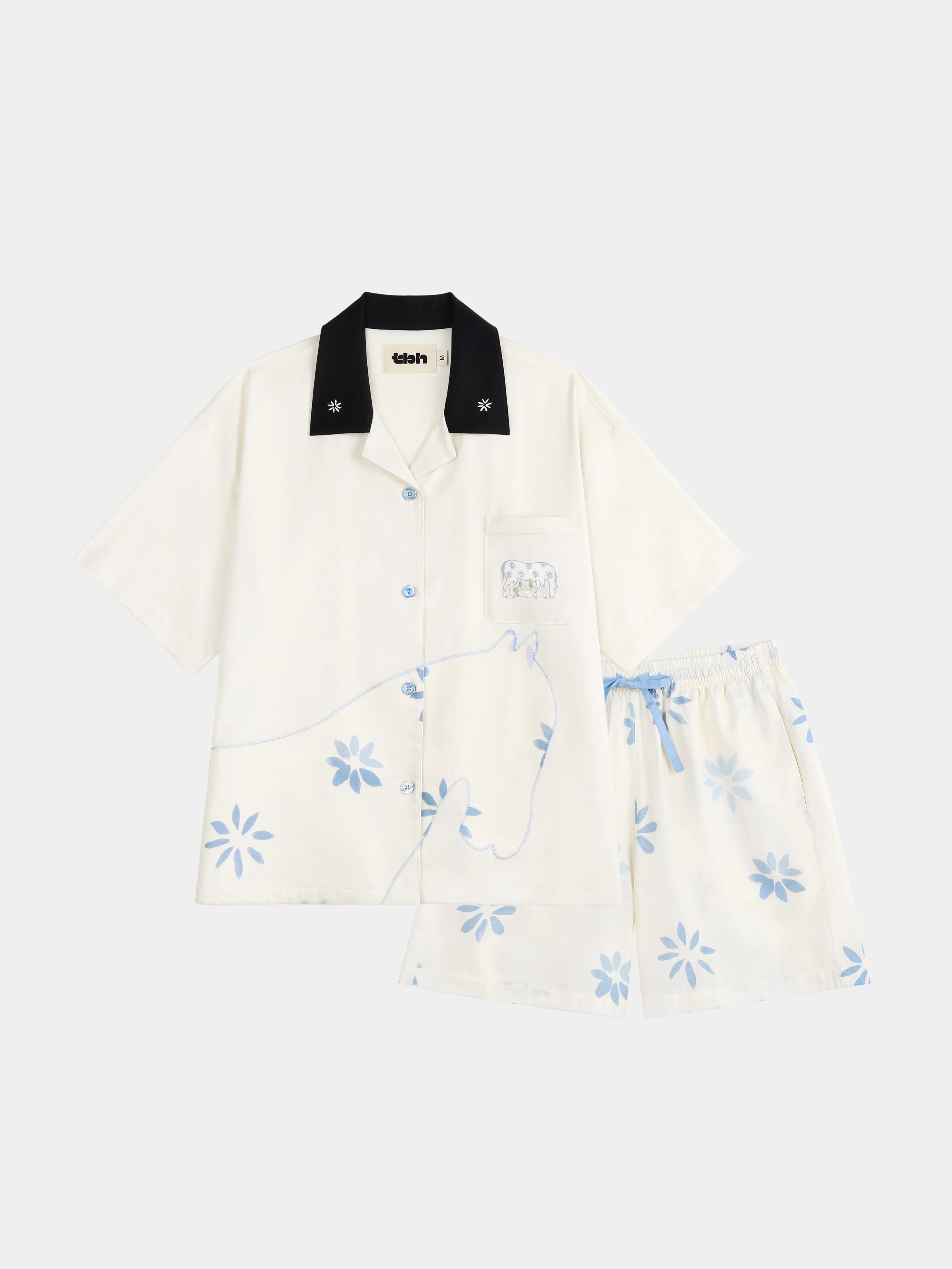 "Year of the Horse" Tencel Cotton Blend Loungewear Set Short Sleeve – Little Floral Horse