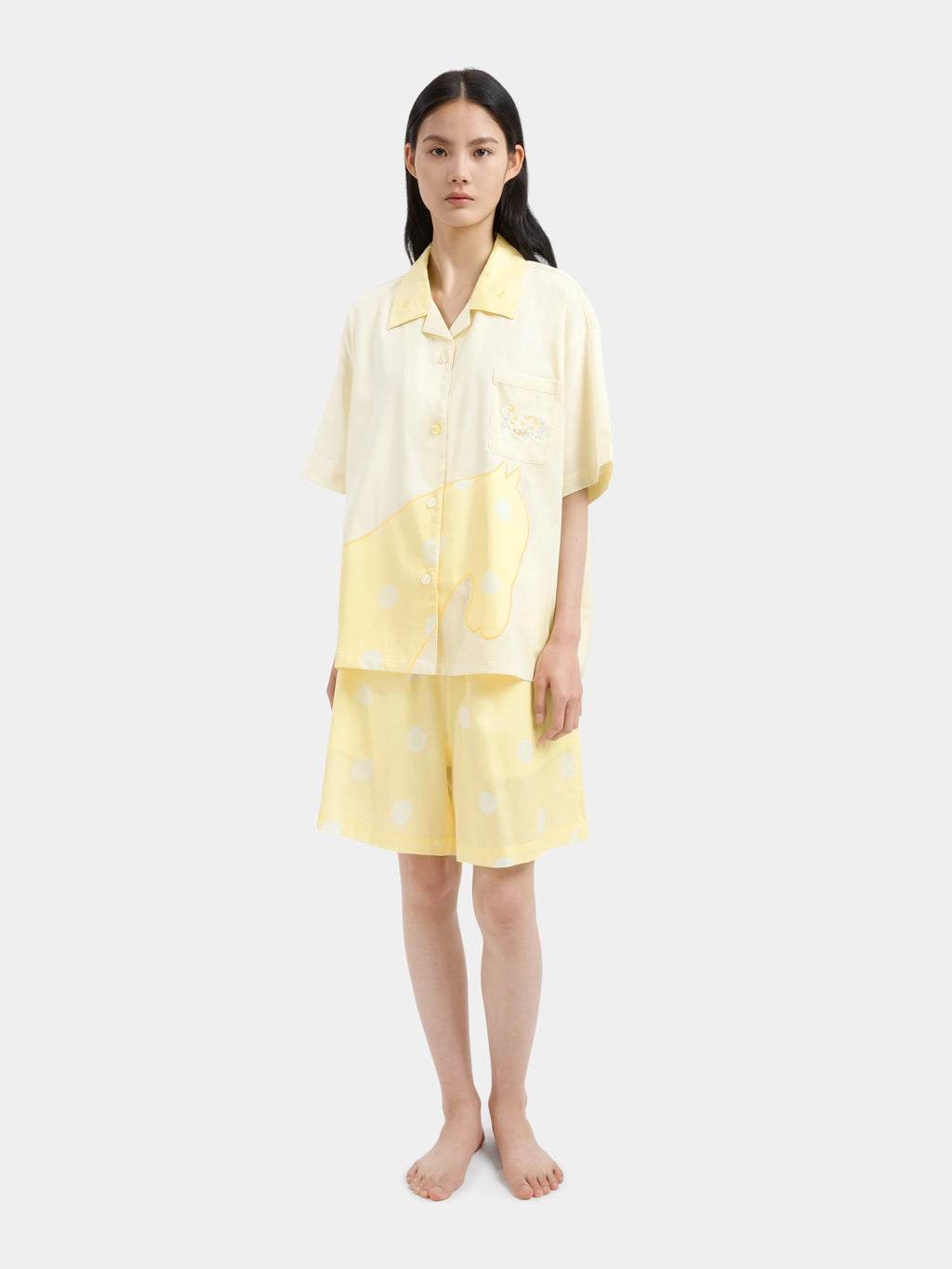 "Year of the Horse" Tencel Cotton Blend Loungewear Set Short Sleeve – Polka Dot Horse