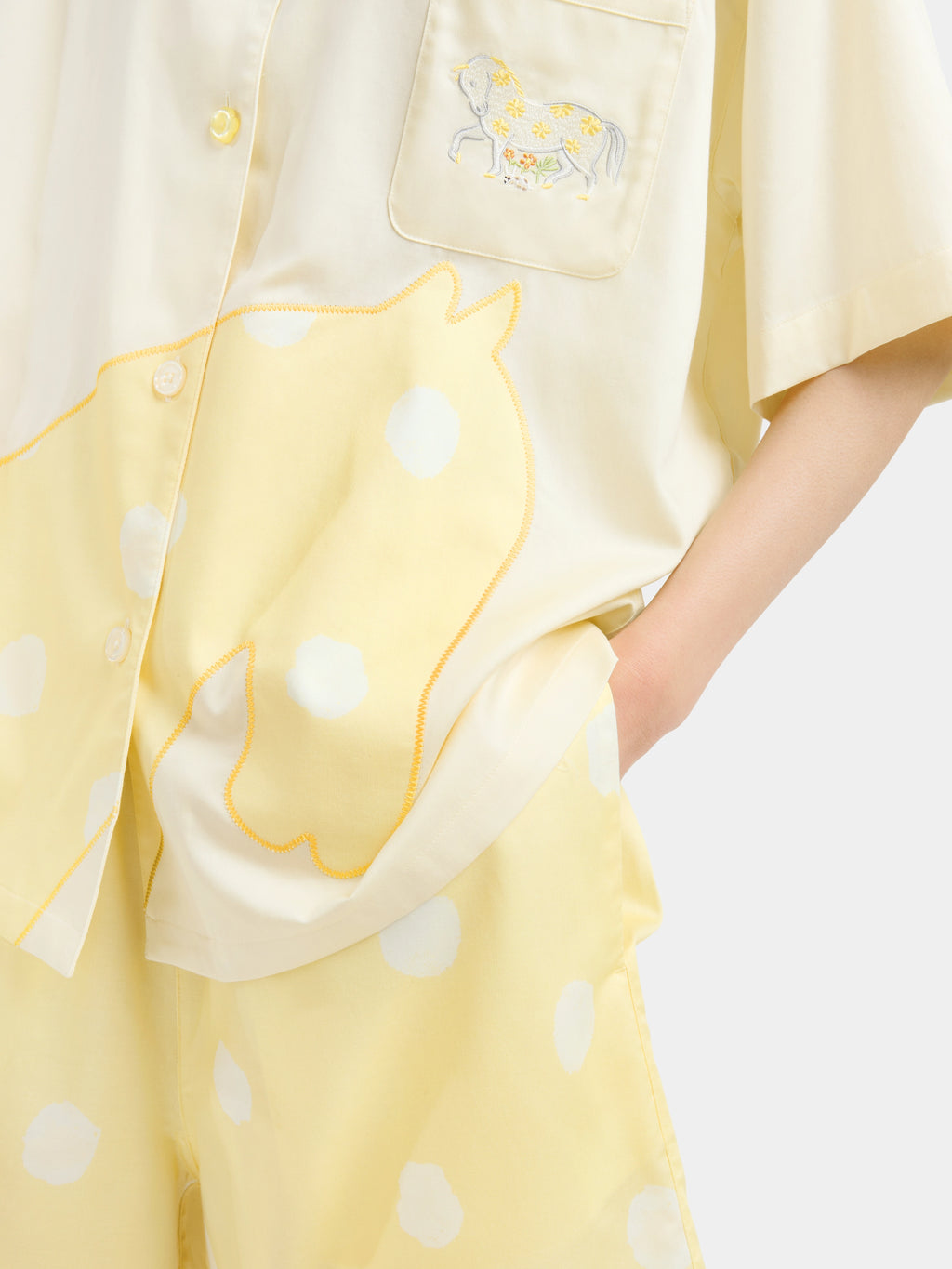 "Year of the Horse" Tencel Cotton Blend Loungewear Set Short Sleeve – Polka Dot Horse