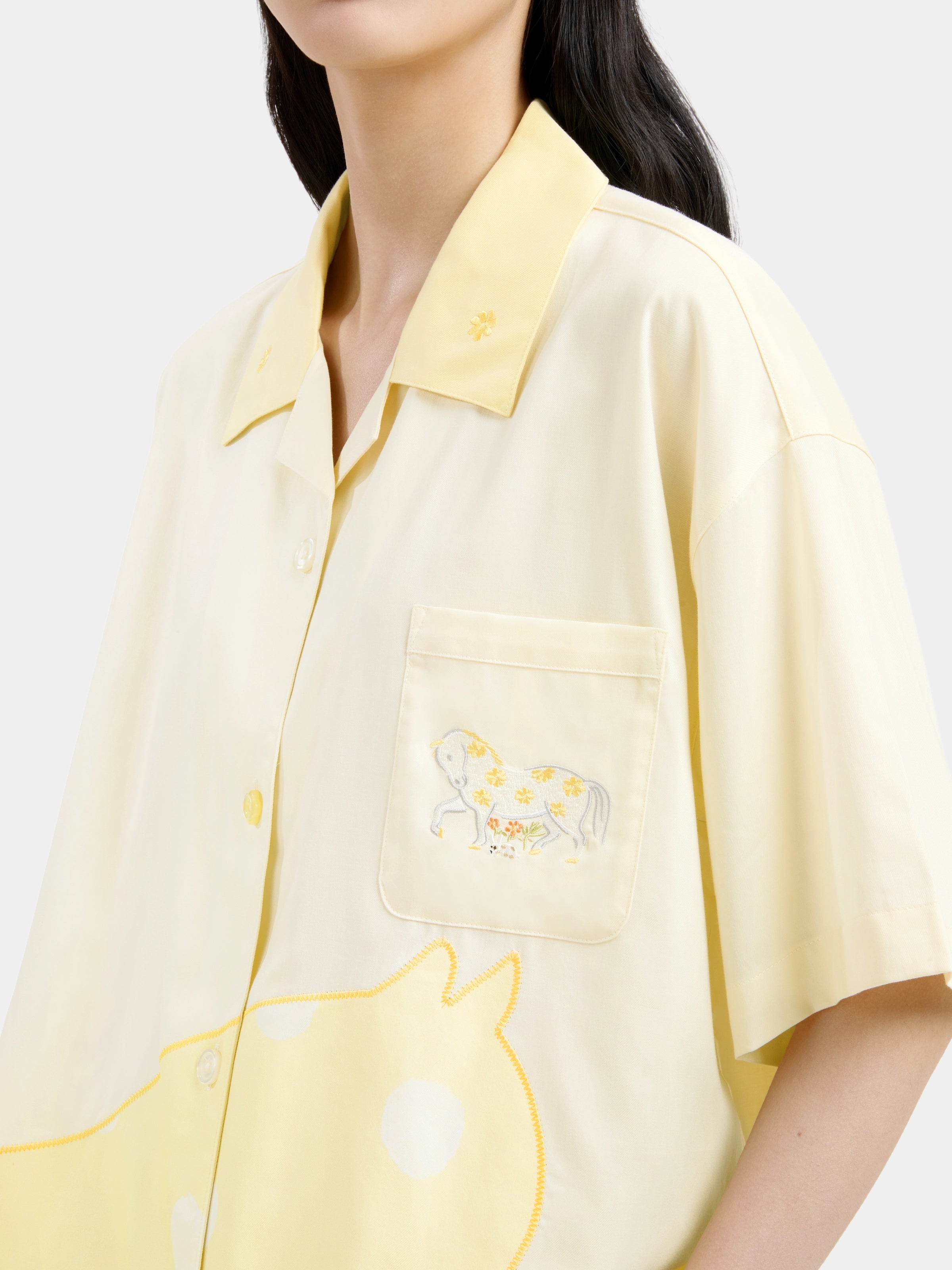 "Year of the Horse" Tencel Cotton Blend Loungewear Set Short Sleeve – Polka Dot Horse