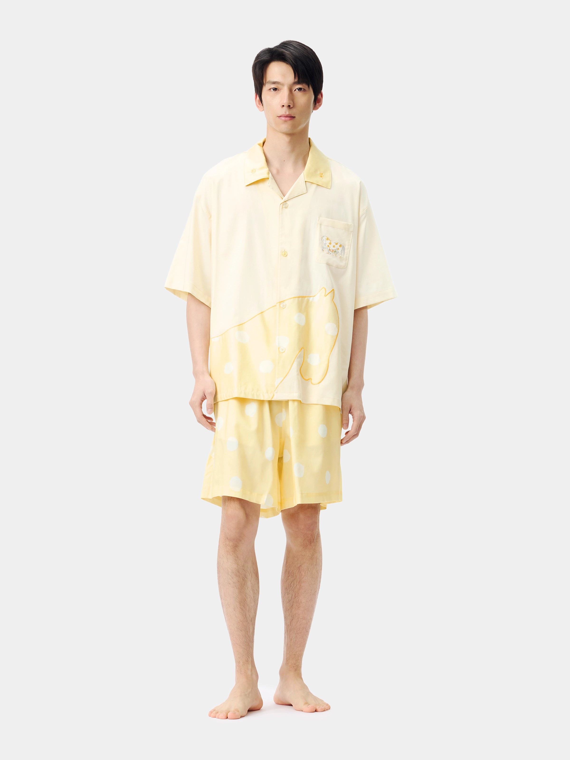 "Year of the Horse" Tencel Cotton Blend Loungewear Set Short Sleeve – Polka Dot Horse