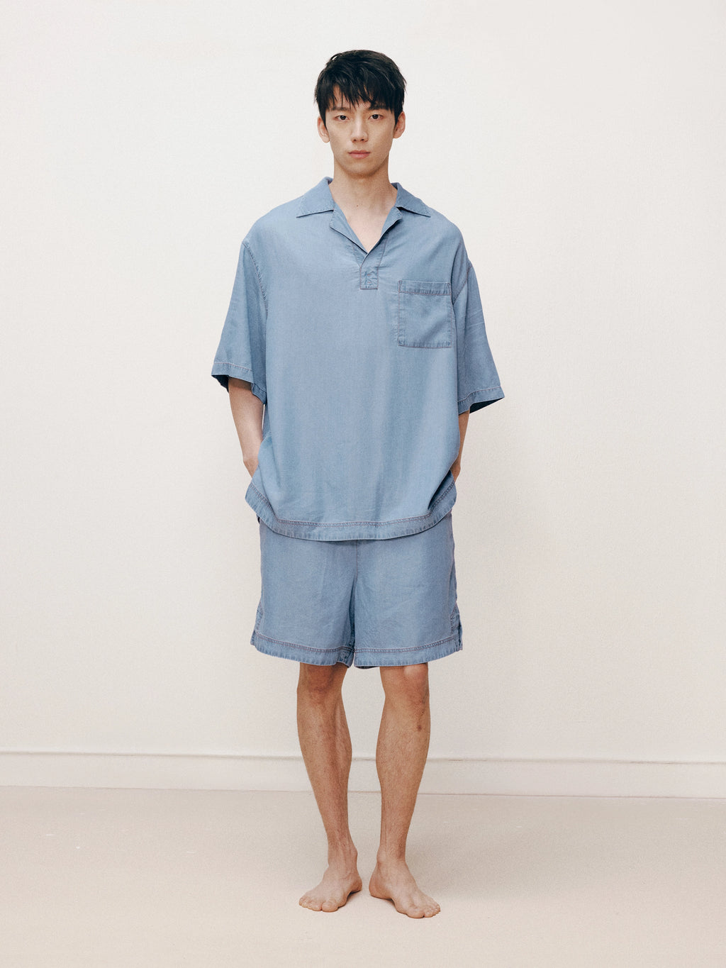 Tencel Short Sleeve Loungewear Set – Light Wash