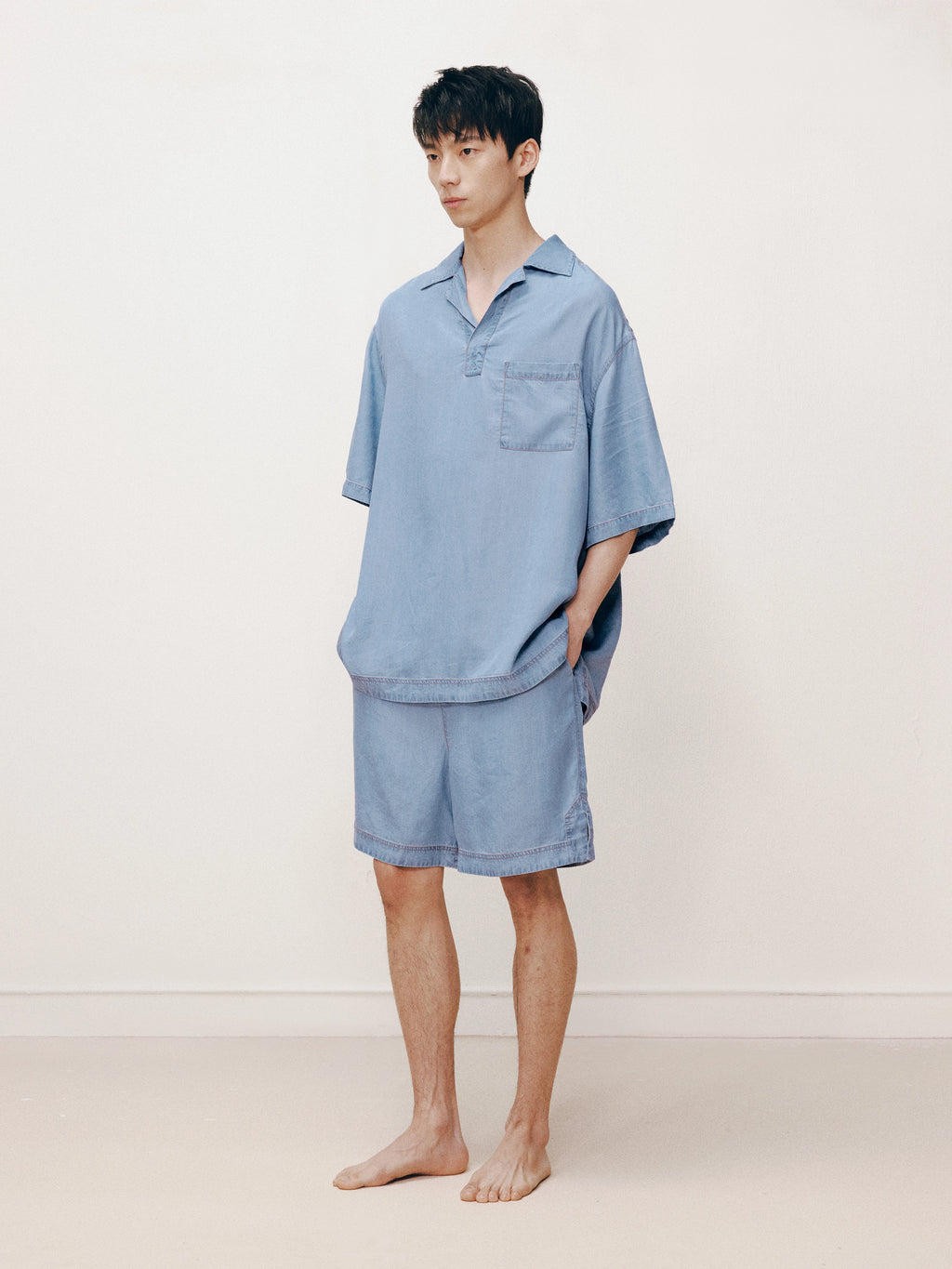 Tencel Short Sleeve Loungewear Set – Light Wash