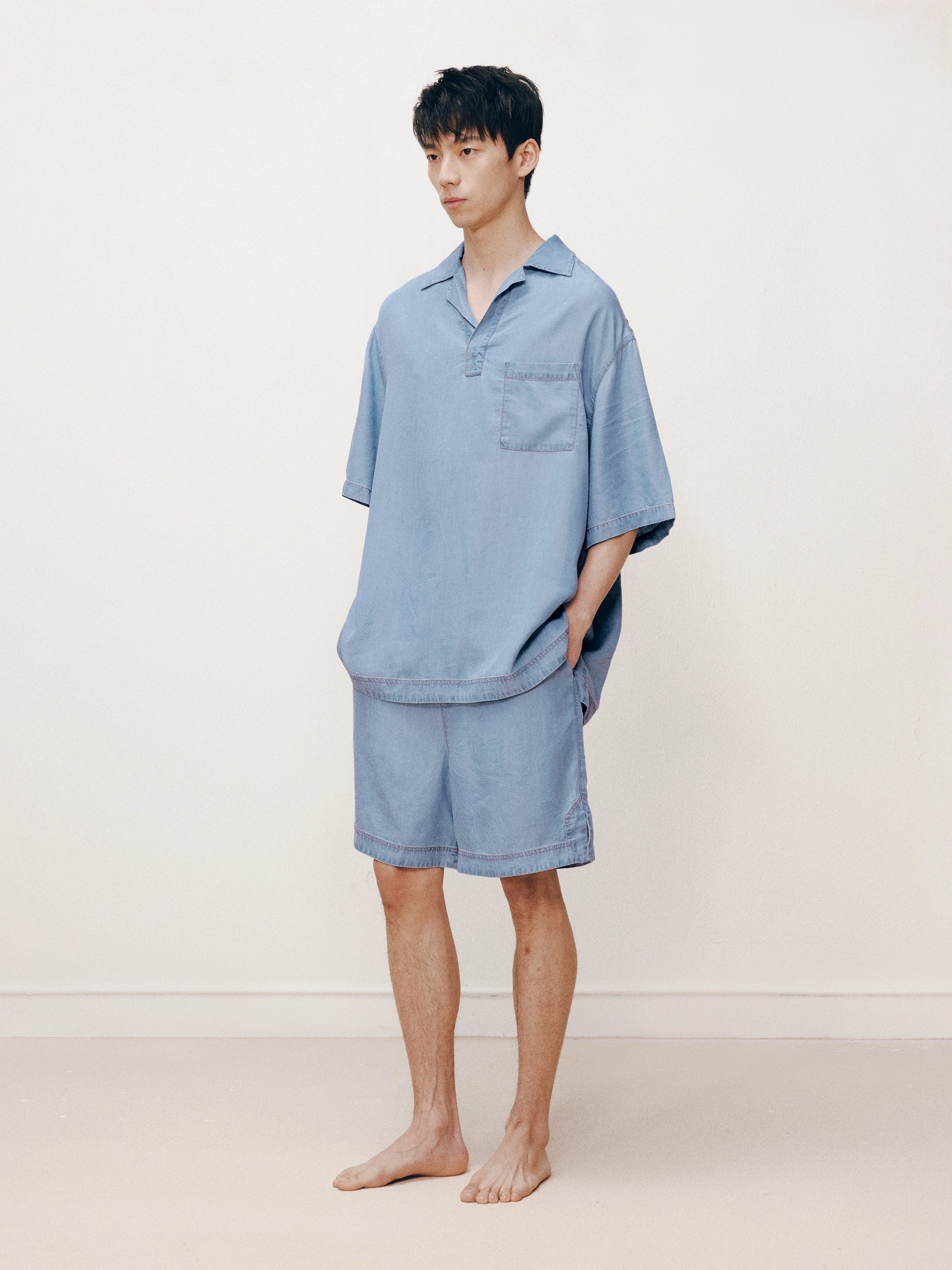 Tencel Short Sleeve Loungewear Set – Light Wash