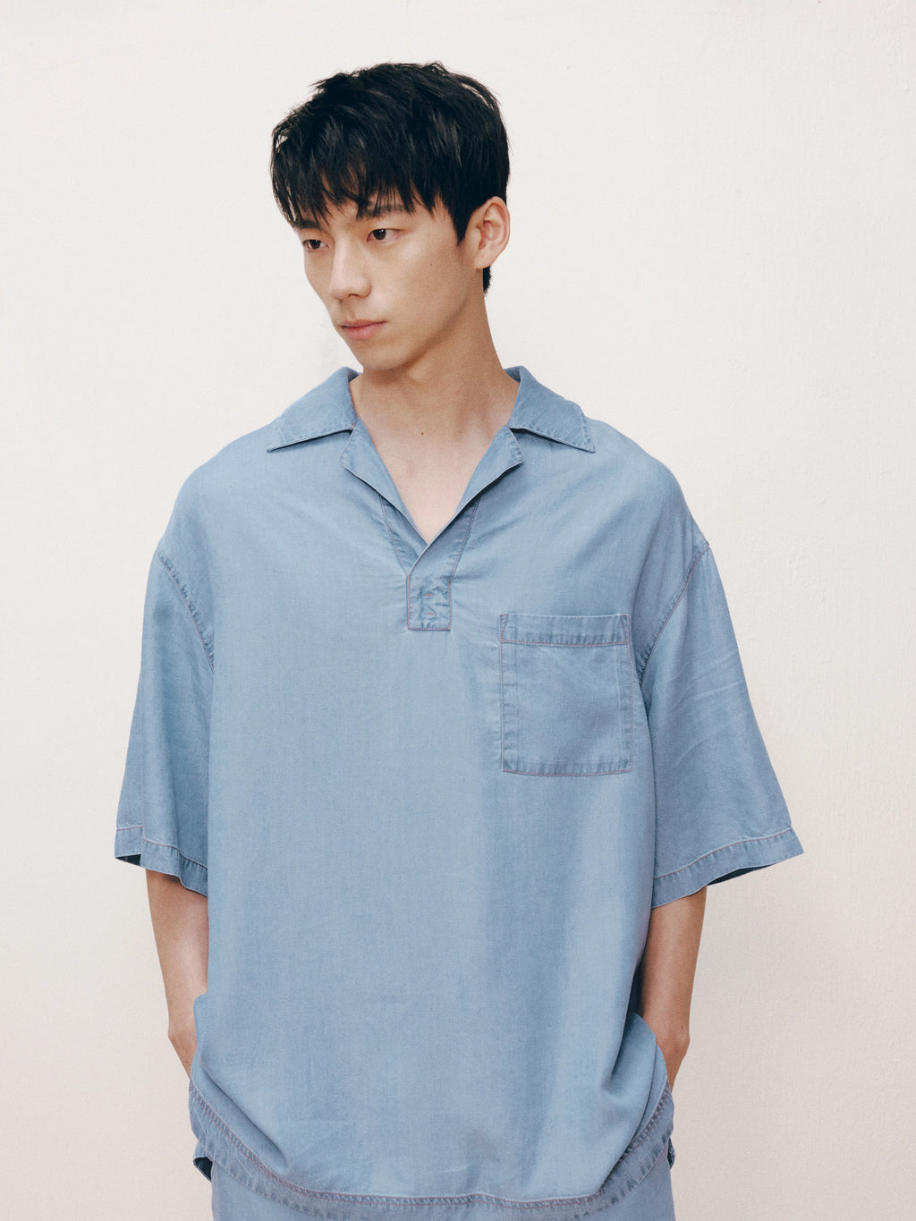 Tencel Short Sleeve Loungewear Set – Light Wash