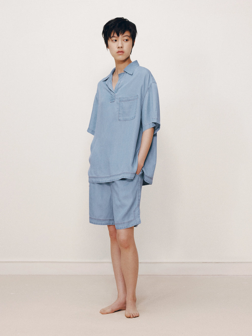 Tencel Short Sleeve Loungewear Set – Light Wash