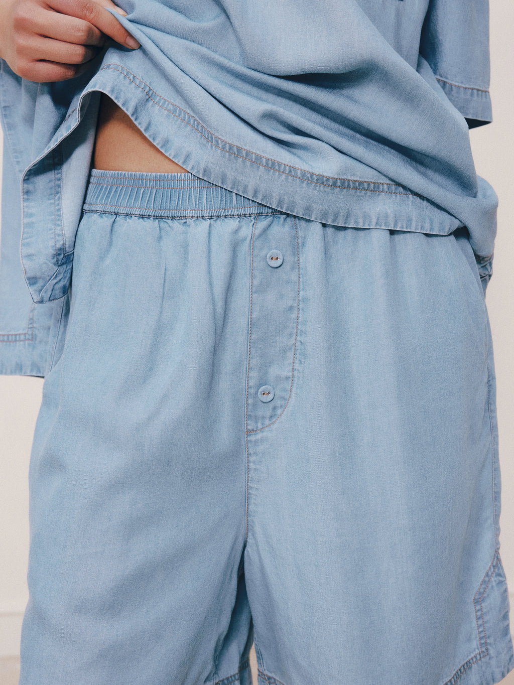 Tencel Short Sleeve Loungewear Set – Light Wash
