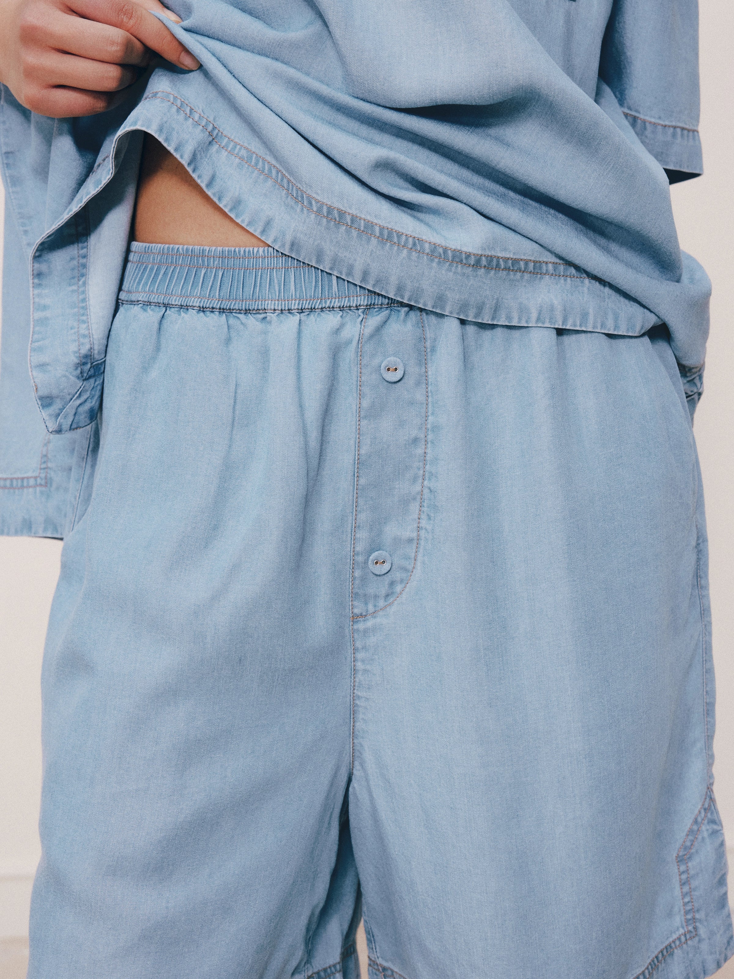 Tencel Short Sleeve Loungewear Set – Light Wash