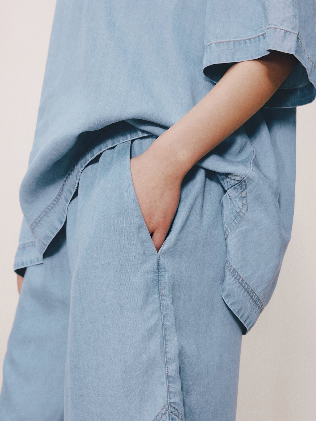 Tencel Short Sleeve Loungewear Set – Light Wash