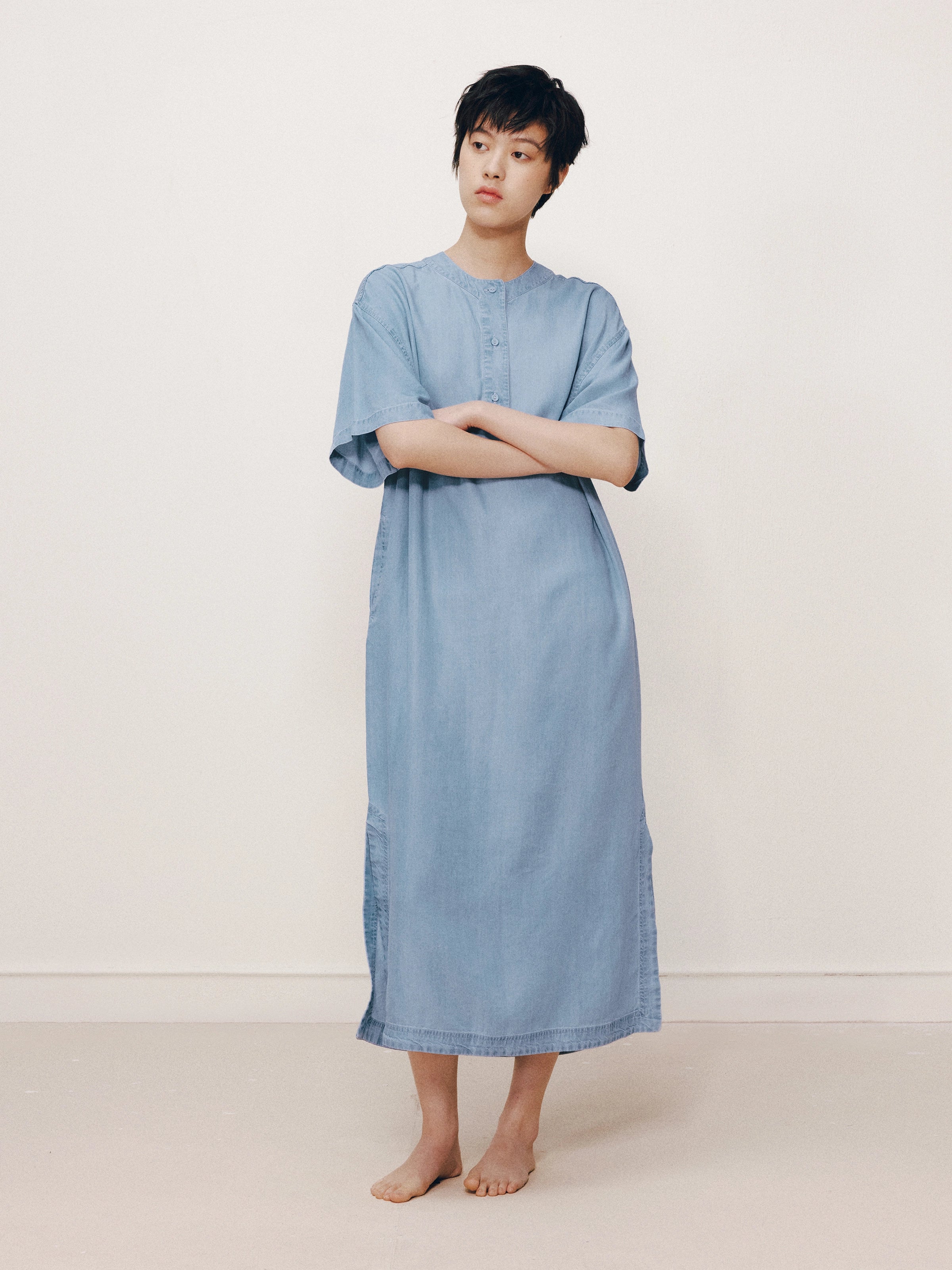 Tencel Short Sleeve Nightgown – Light Wash