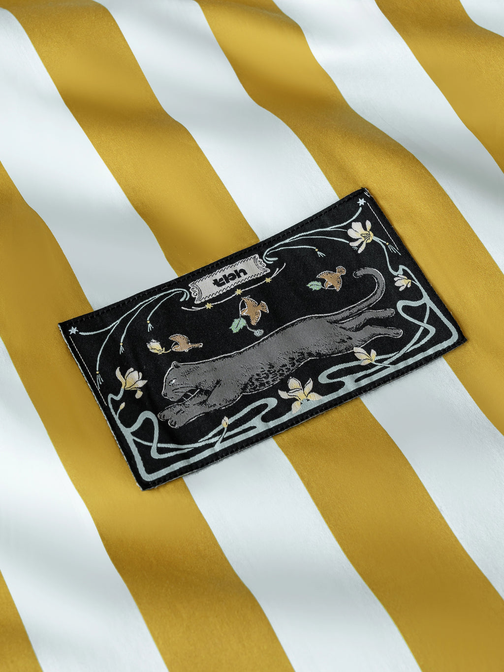 "Urban Jungle" Black Panther Cotton Sateen Jacquard Bedding Set – Blue & Green Stripes