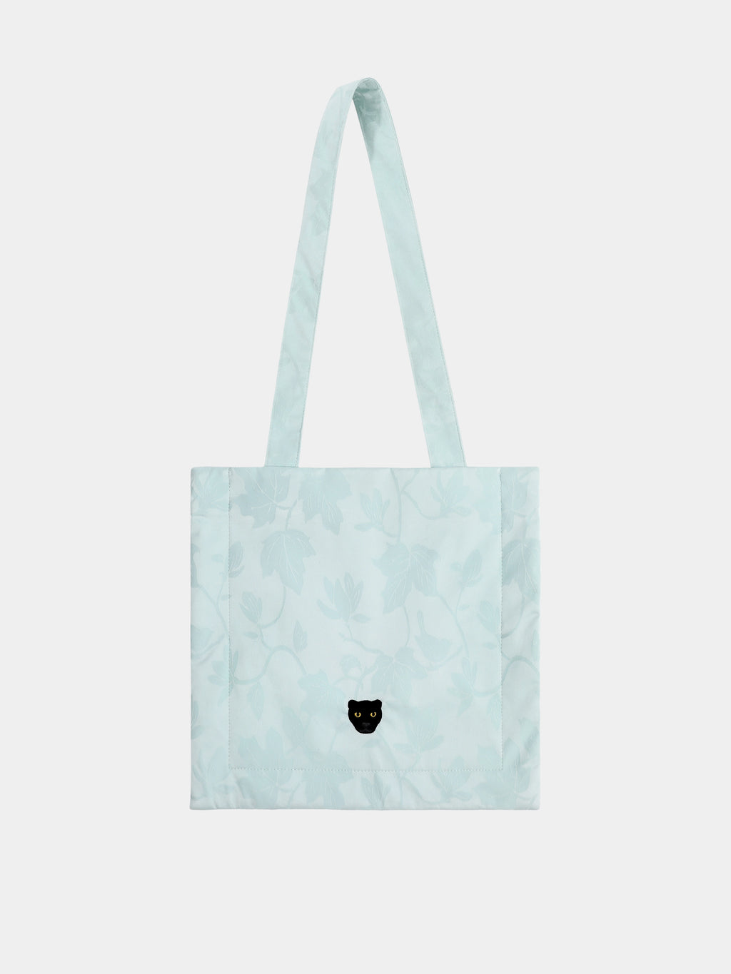 "Urban Jungle" Black Panther Jacquard Tote Bag – Mist Blue