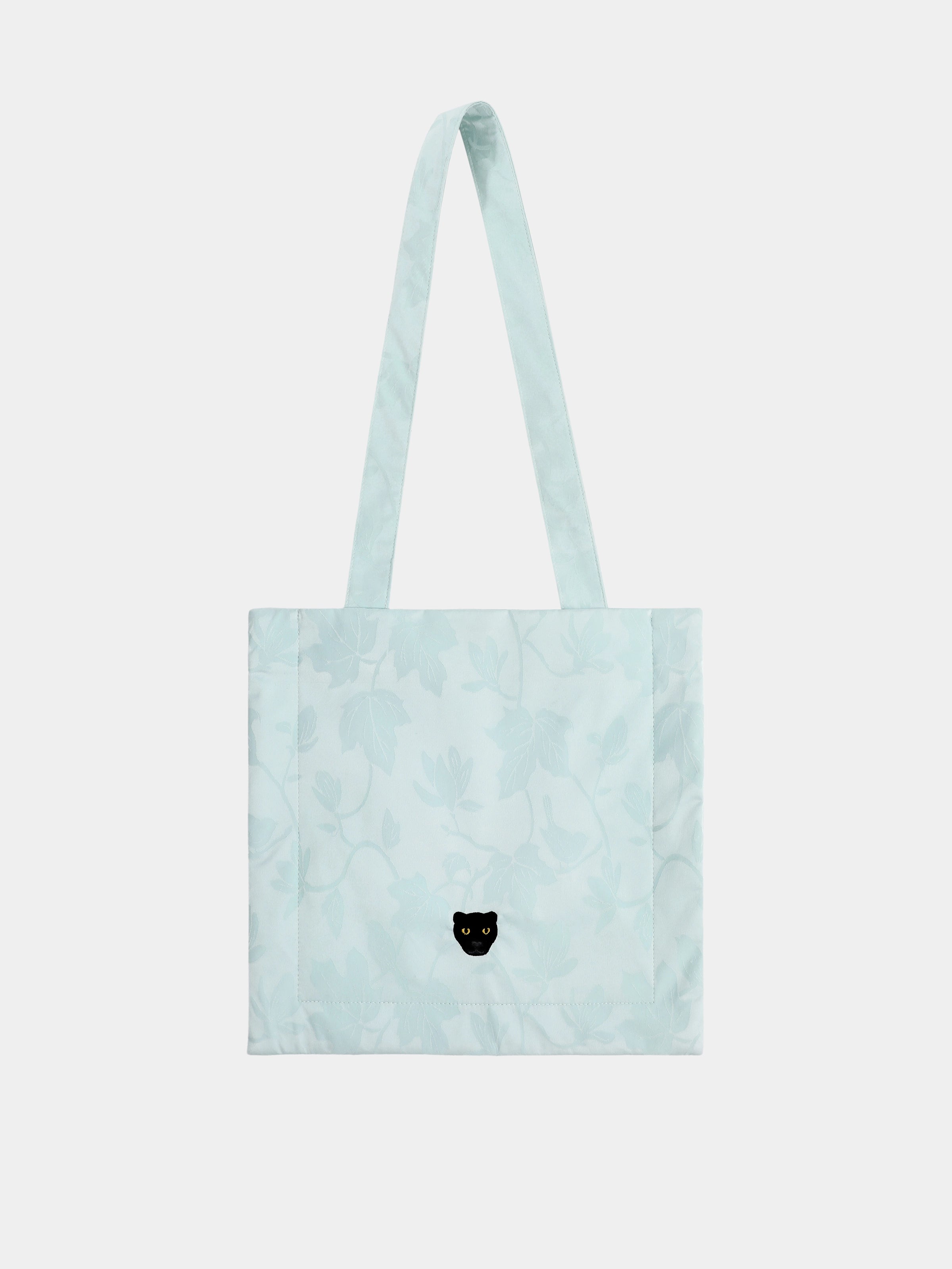 "Urban Jungle" Black Panther Jacquard Tote Bag – Mist Blue