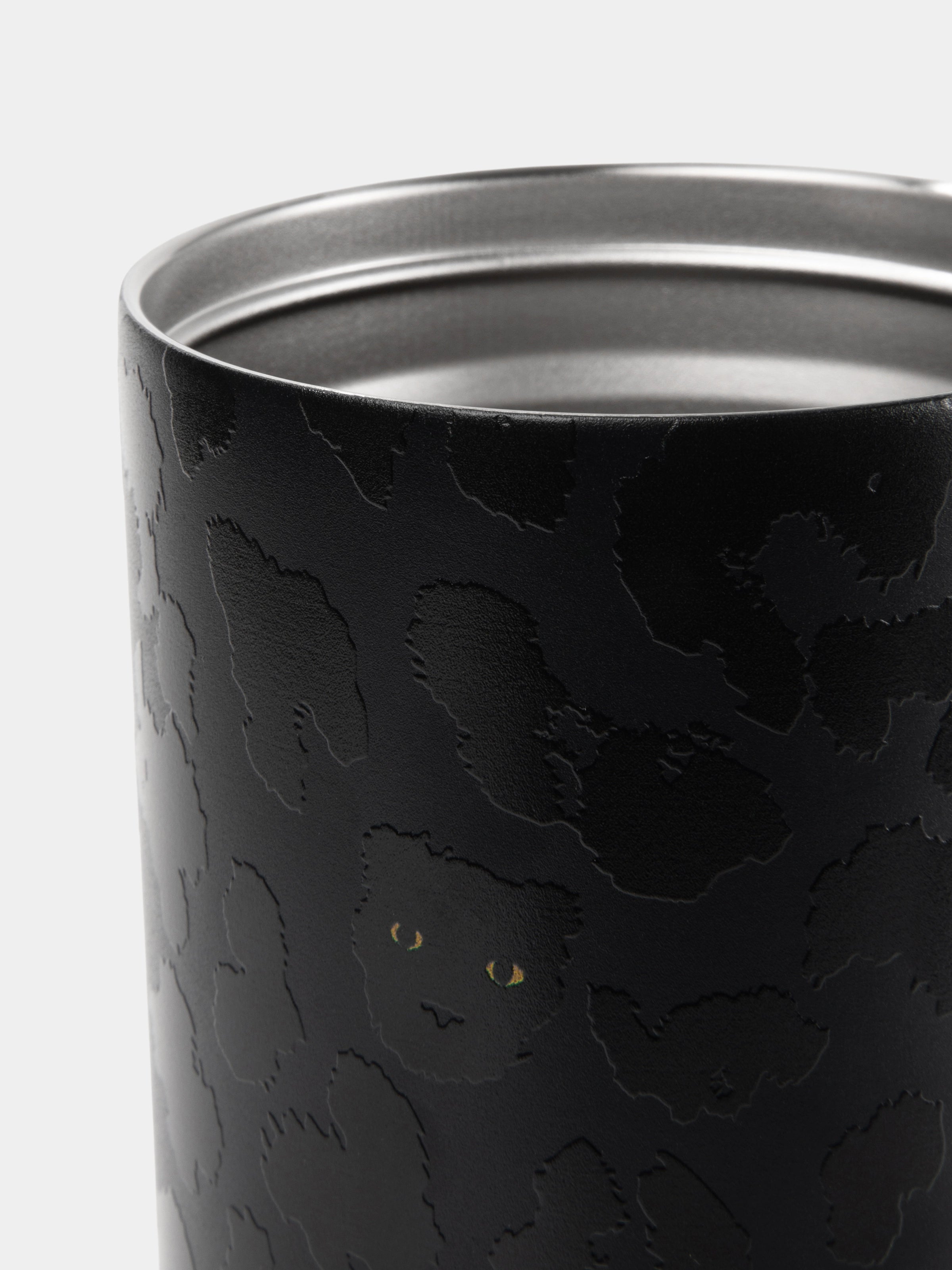 "Urban Jungle" Black Panther Jumbo Stainless Steel Insulated Tumbler with Straw (With Mini Frame Purse) – Black Leopard – 900ml
