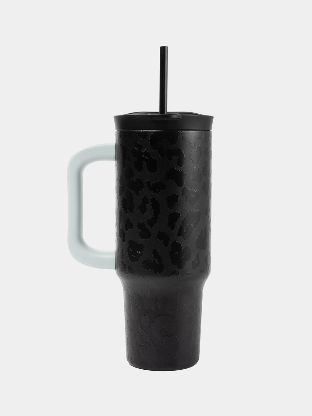 "Urban Jungle" Black Panther Jumbo Stainless Steel Insulated Tumbler with Straw (With Mini Frame Purse) – Black Leopard – 900ml