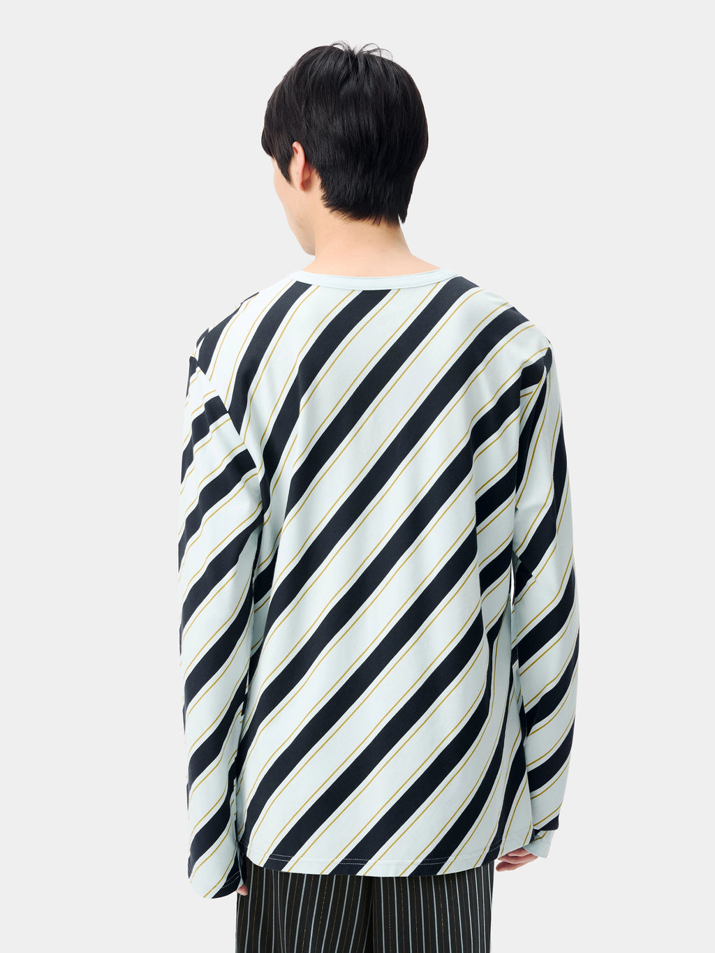 "Urban Jungle" Black Panther Knitted Henley Top – Blue & Black Stripes