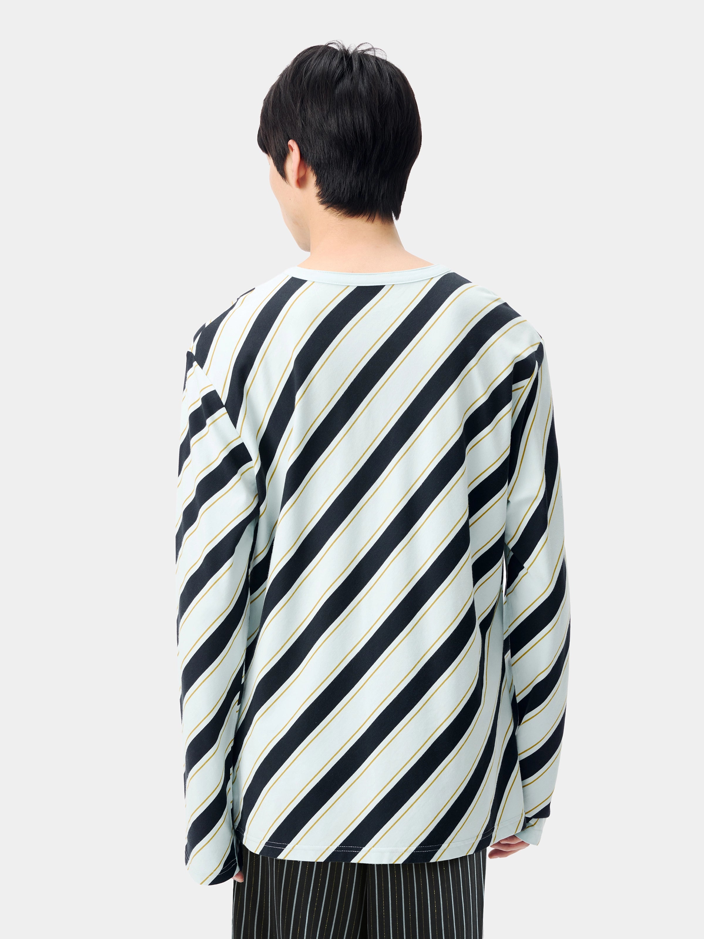 "Urban Jungle" Black Panther Knitted Henley Top – Blue & Black Stripes