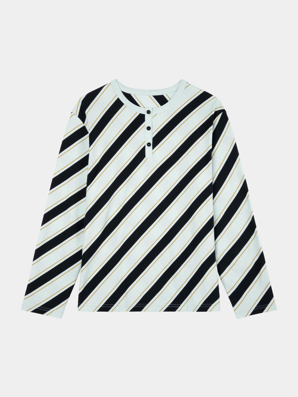 "Urban Jungle" Black Panther Knitted Henley Top – Blue & Black Stripes