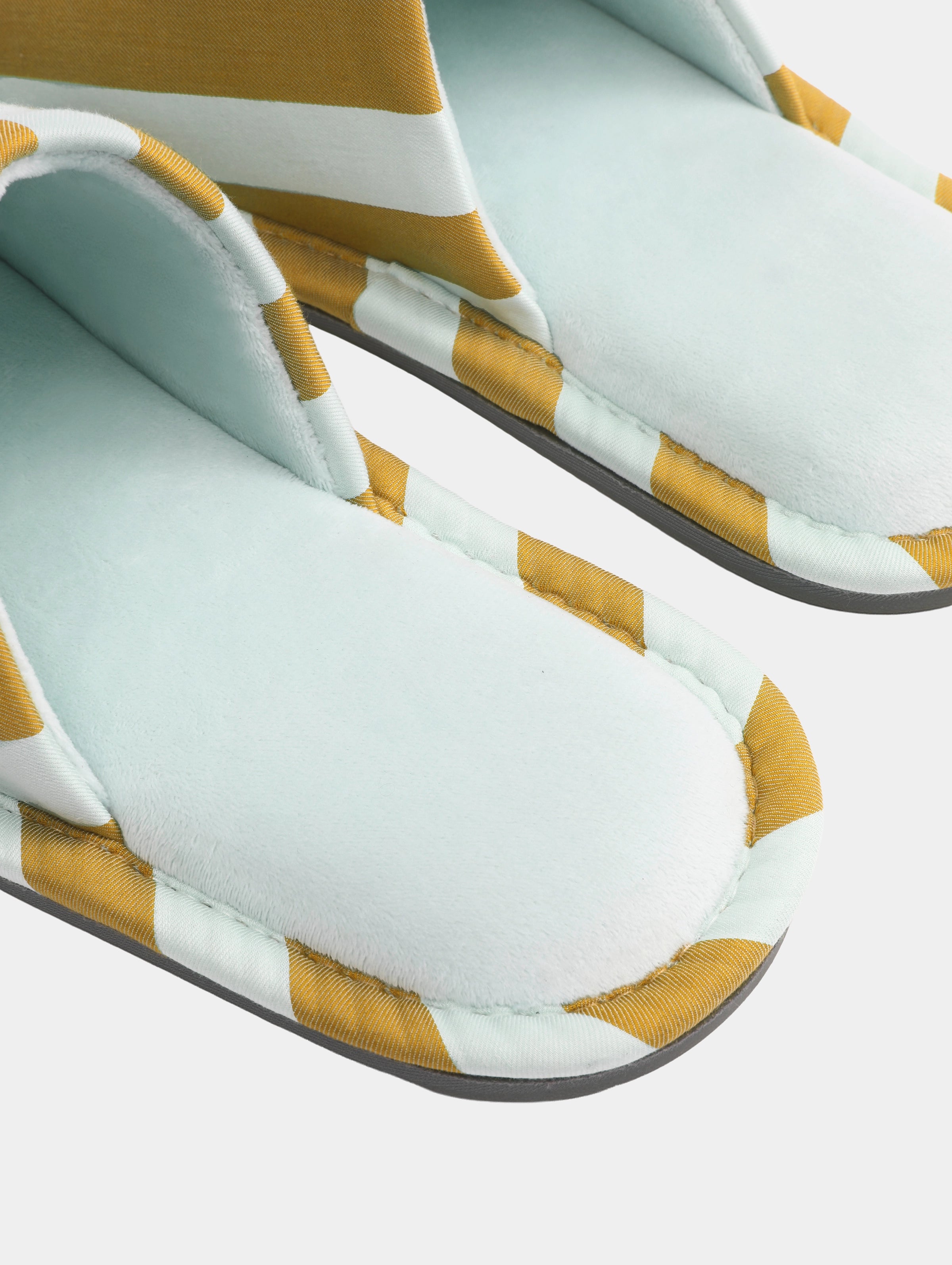 "Urban Jungle" Black Panther Open-Toe Slippers – Blue & Green Stripes