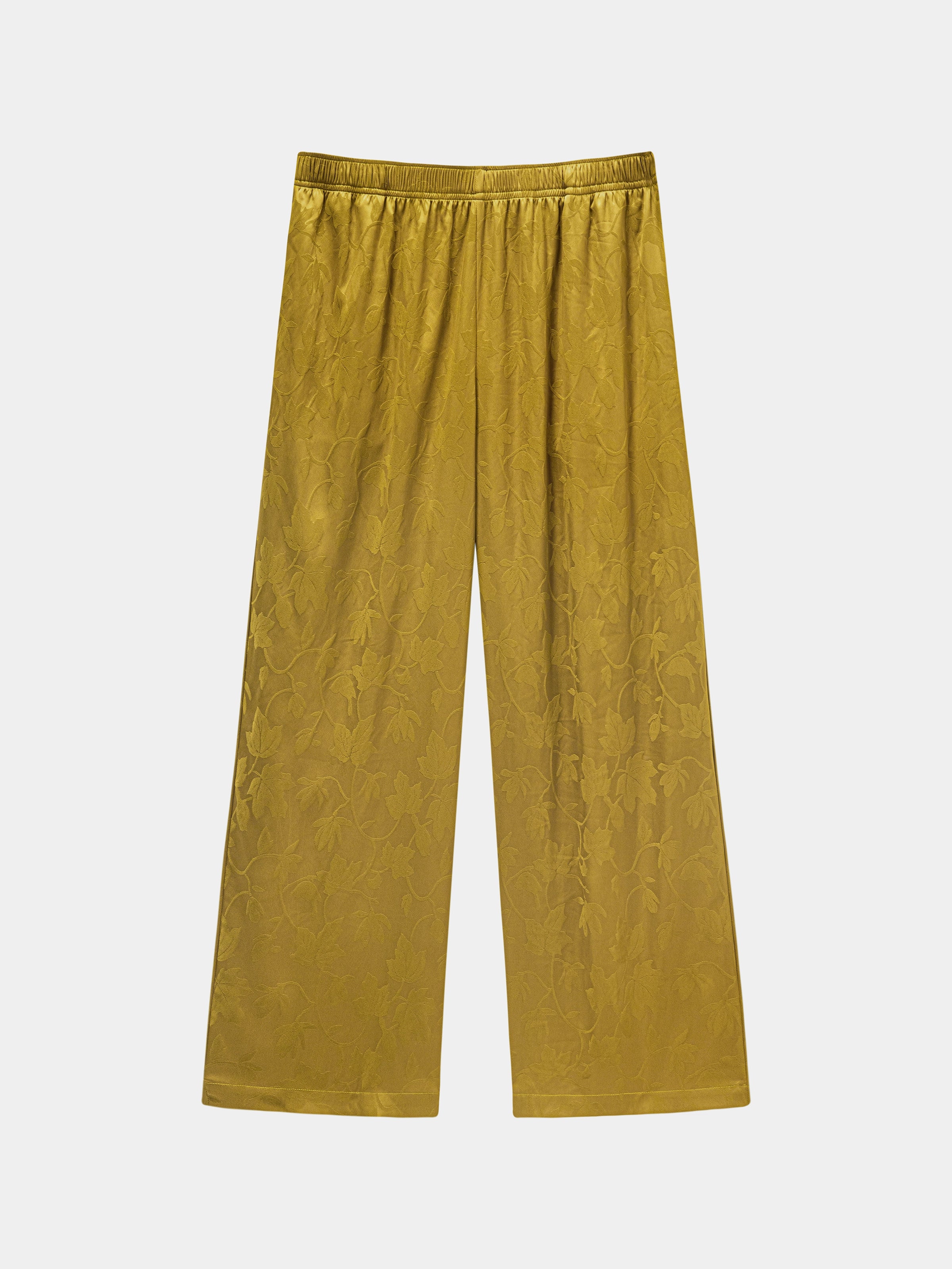 "Urban Jungle" Black Panther Satin Jacquard Loungewear Set Robe & Pants – Dark Gold