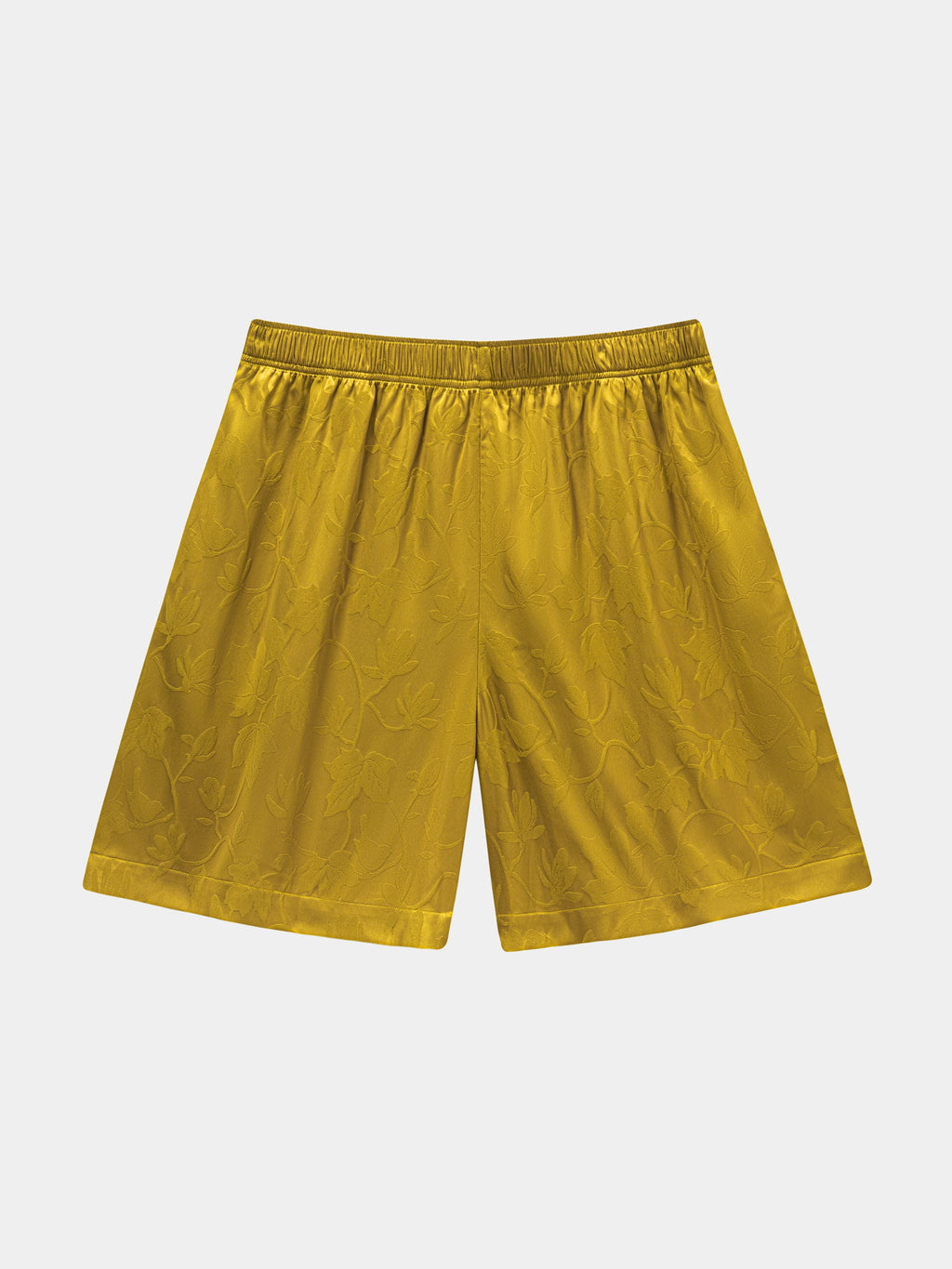 "Urban Jungle" Black Panther Satin Jacquard Loungewear Set Short Sleeve & Shorts – Dark Gold