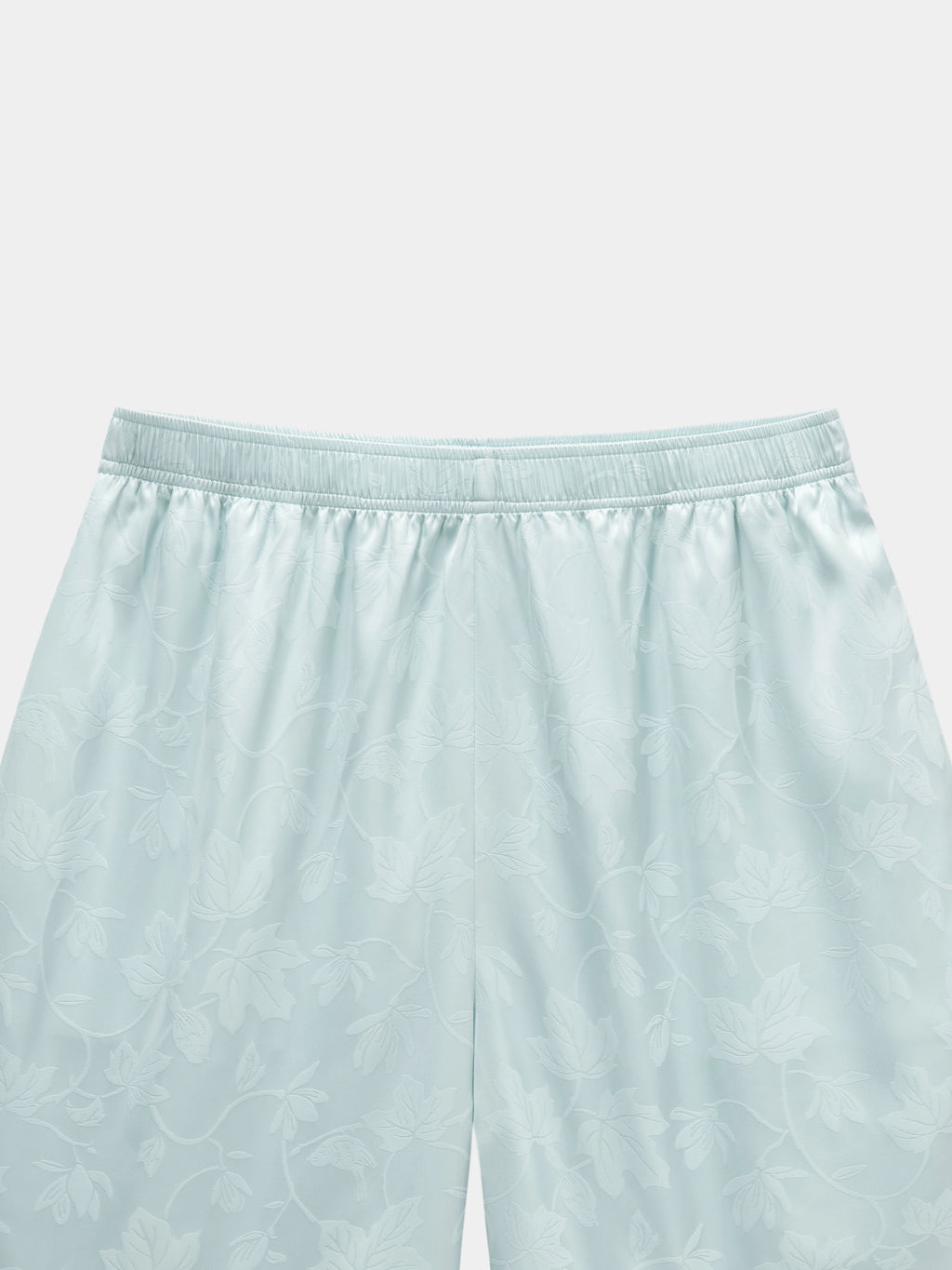 "Urban Jungle" Black Panther Satin Jacquard Loungewear Set Short Sleeve & Shorts – Mist Blue