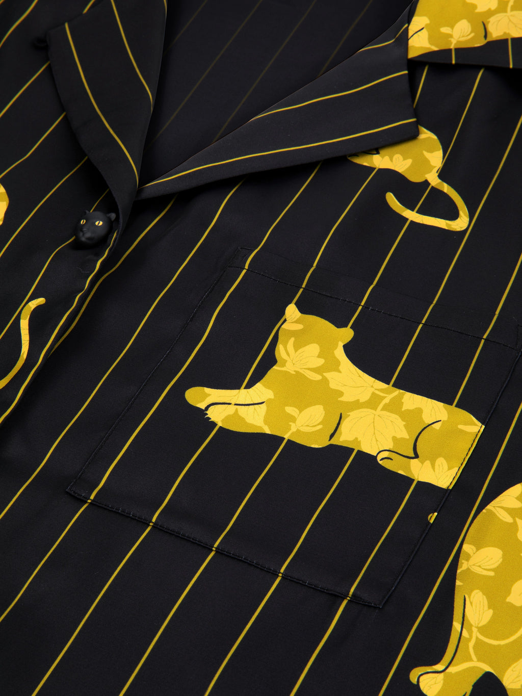 "Urban Jungle" Black Panther Satin Loungewear Set Long Sleeve – Dark Gold