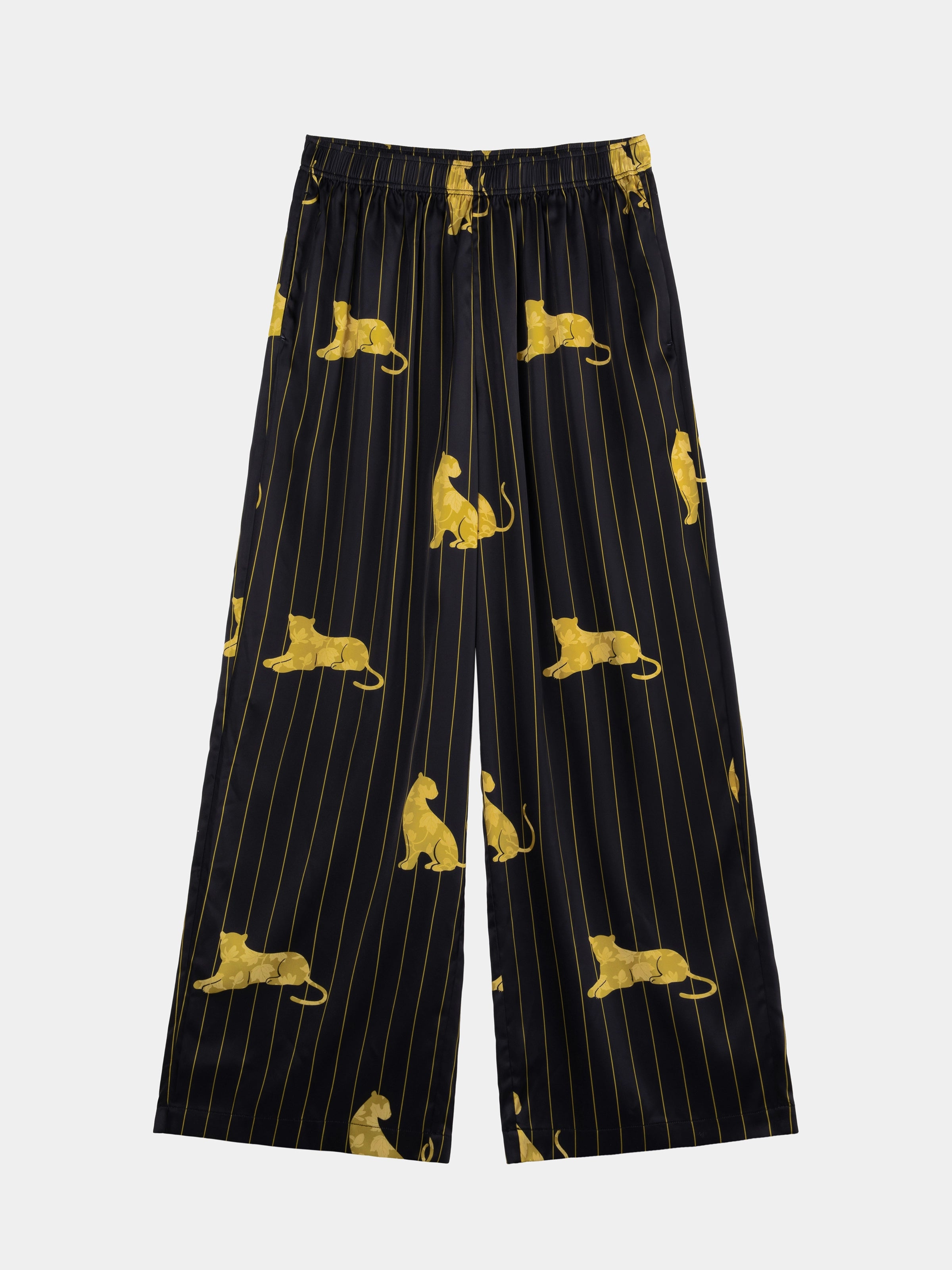 "Urban Jungle" Black Panther Satin Loungewear Set Long Sleeve – Dark Gold