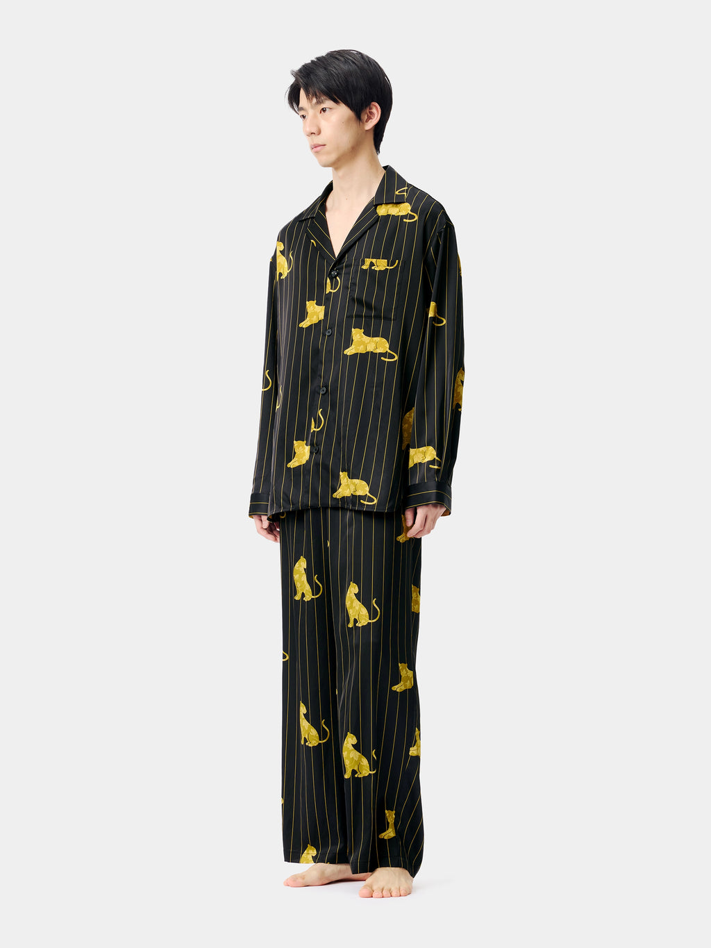 "Urban Jungle" Black Panther Satin Loungewear Set Long Sleeve – Dark Gold