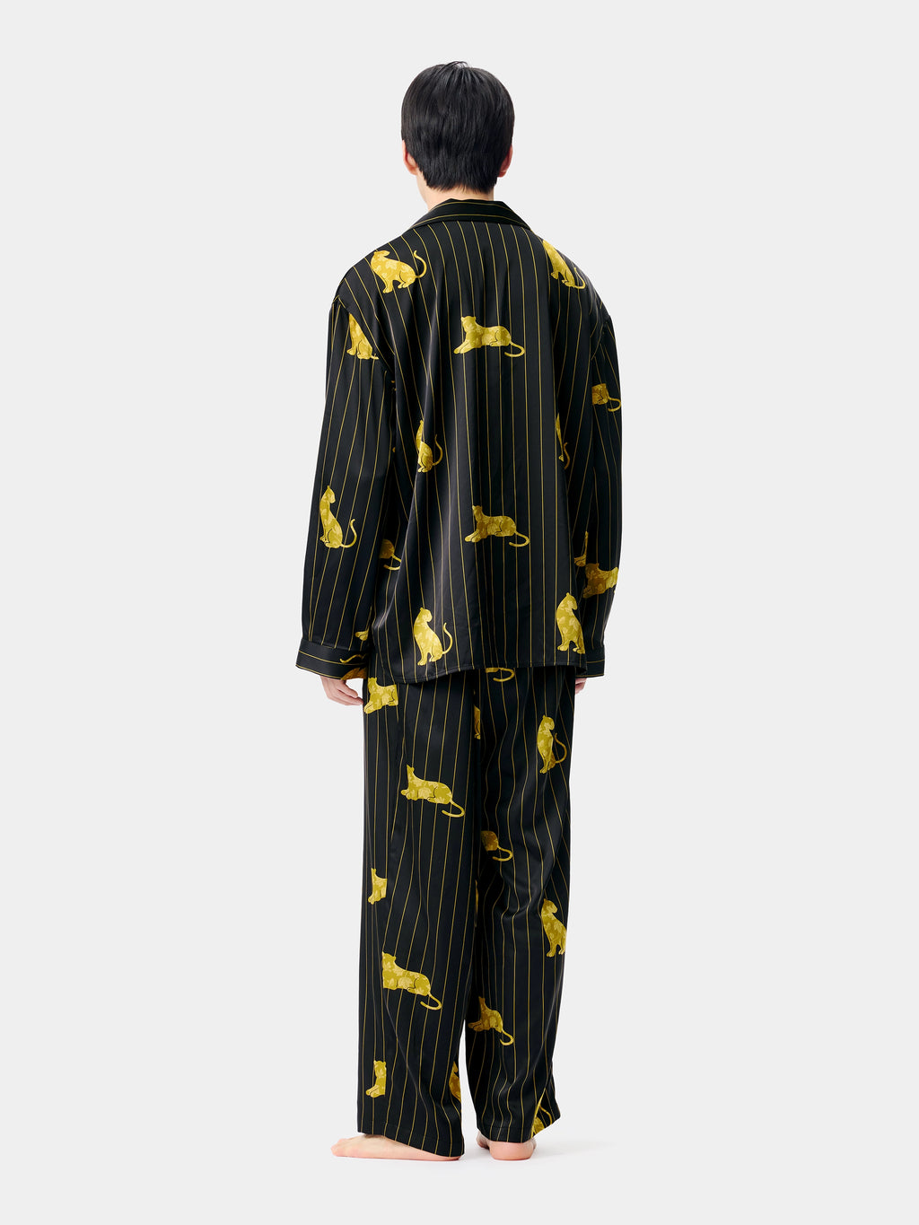 "Urban Jungle" Black Panther Satin Loungewear Set Long Sleeve – Dark Gold