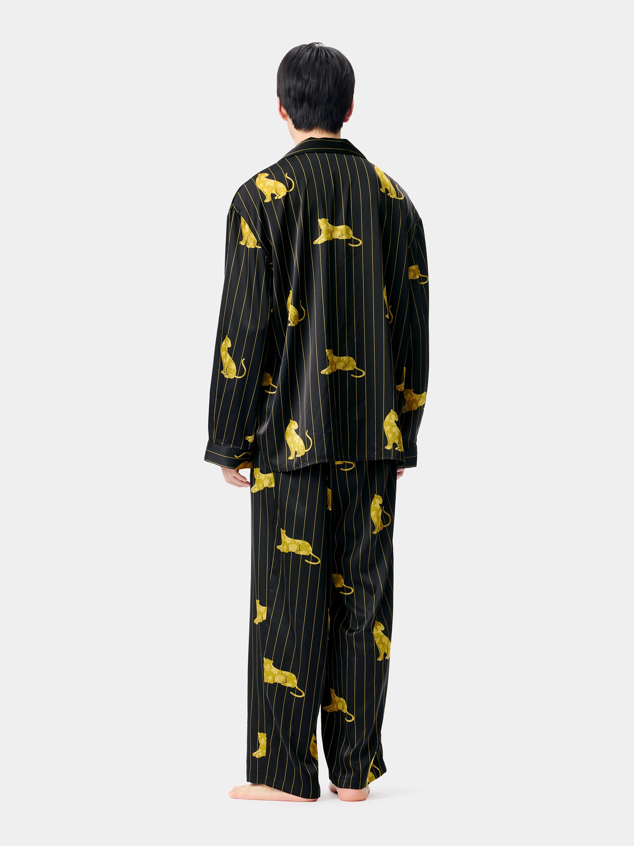"Urban Jungle" Black Panther Satin Loungewear Set Long Sleeve – Dark Gold