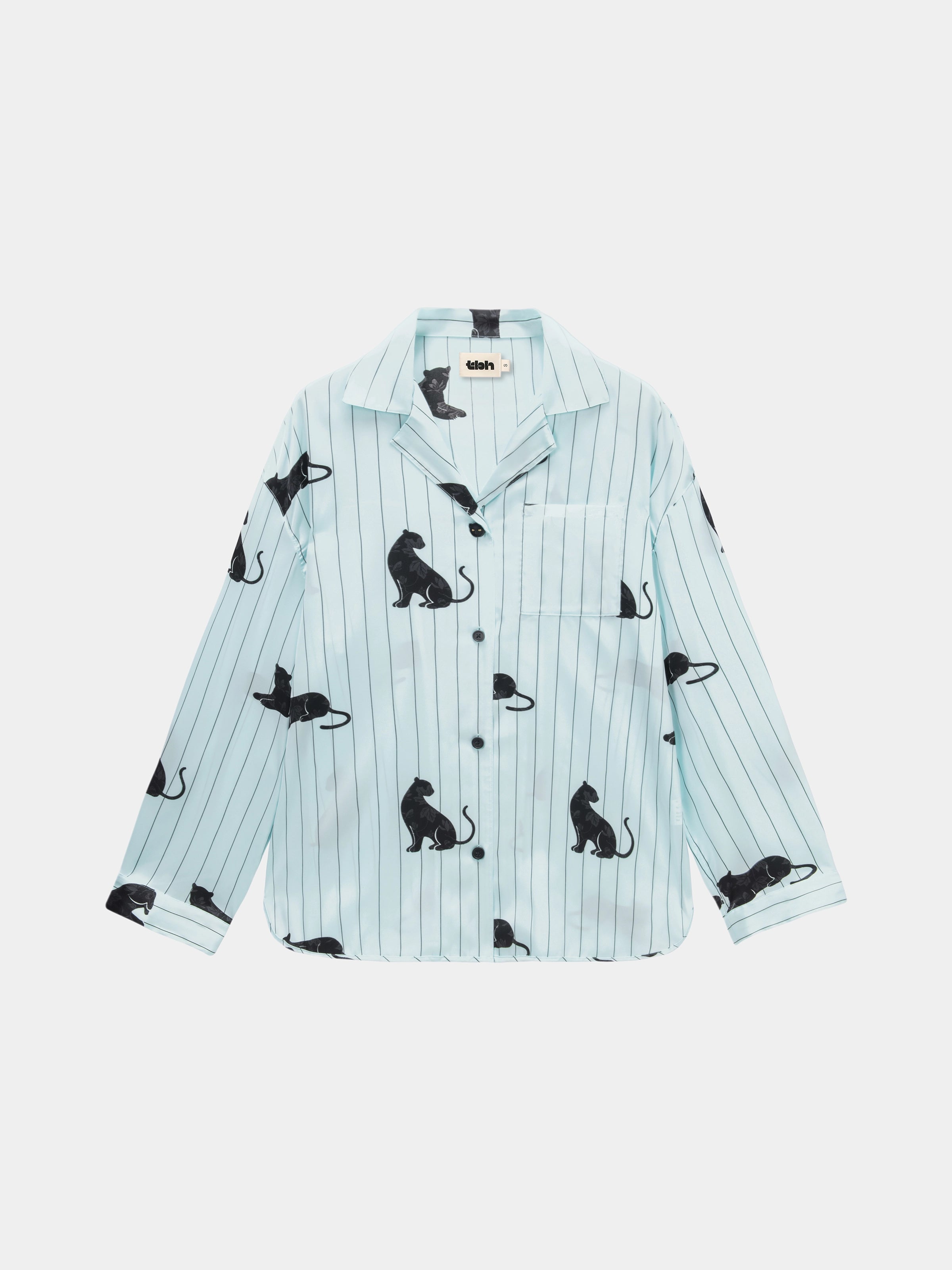 "Urban Jungle" Black Panther Satin Loungewear Set Long Sleeve – Mist Blue
