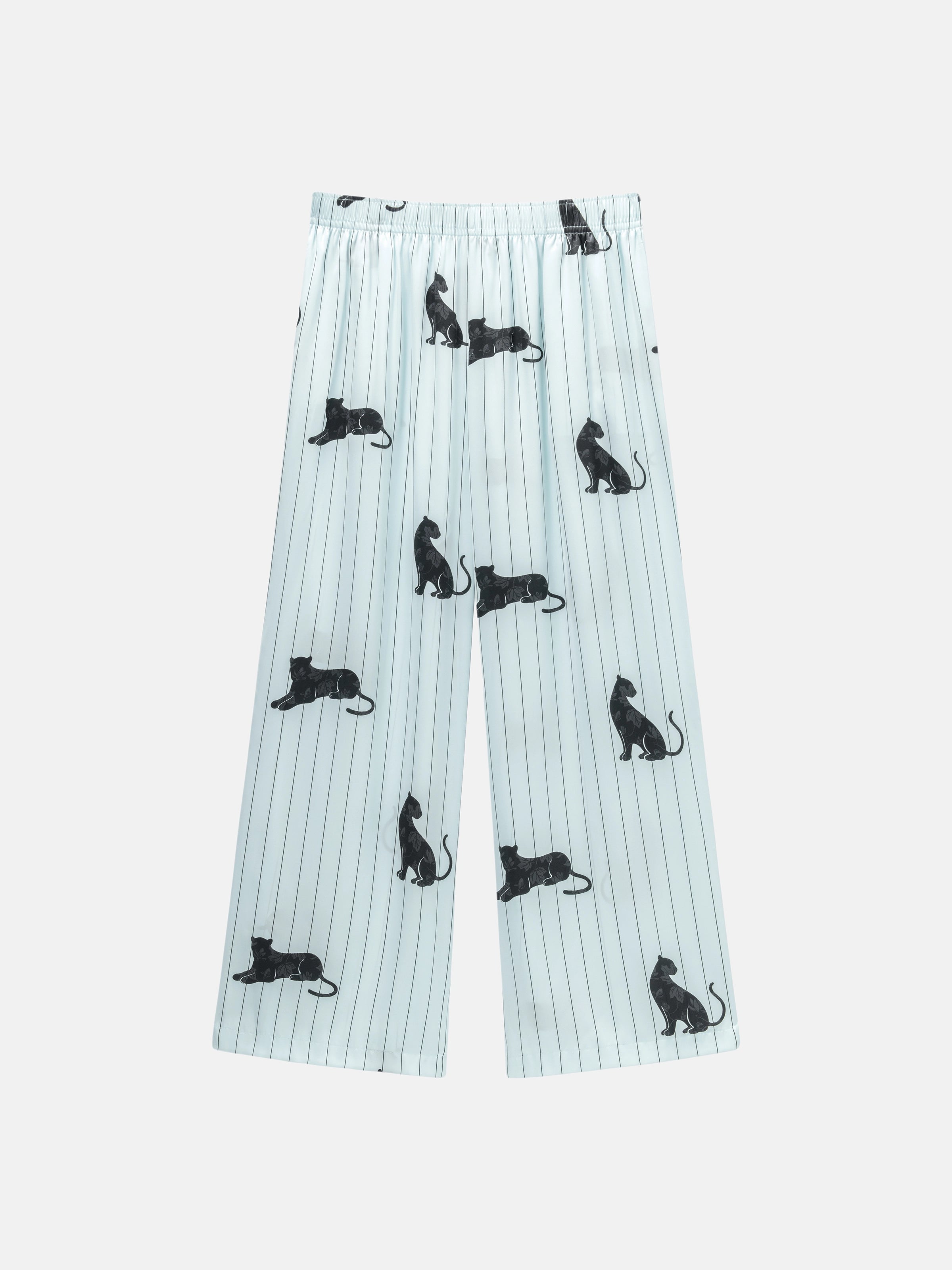 "Urban Jungle" Black Panther Satin Loungewear Set Long Sleeve – Mist Blue
