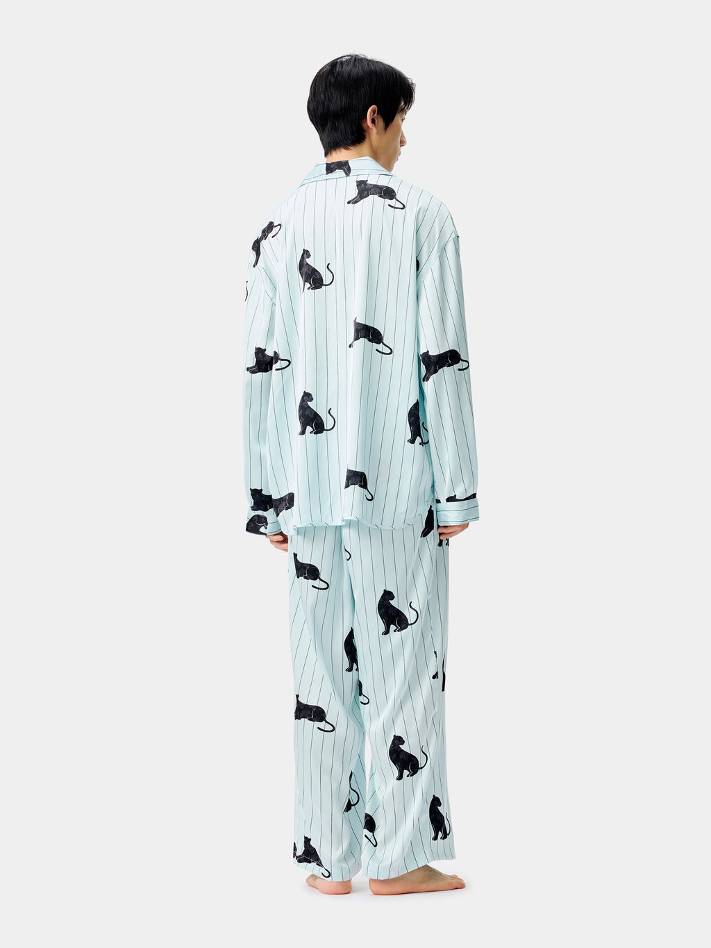 "Urban Jungle" Black Panther Satin Loungewear Set Long Sleeve – Mist Blue