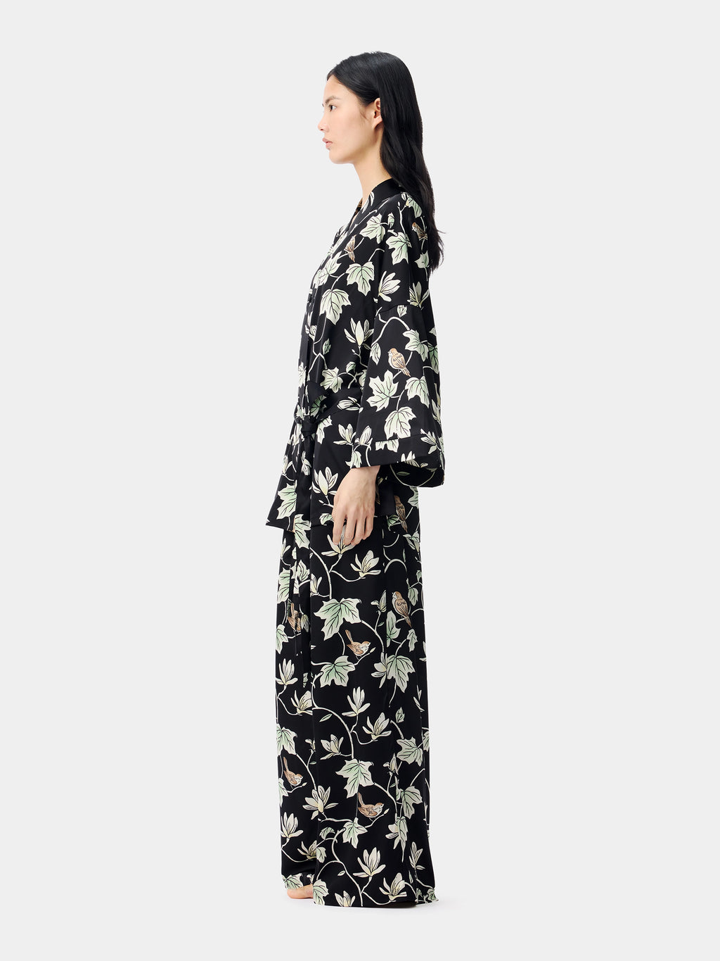 "Urban Jungle" Black Panther Satin Loungewear Set Robe & Pants – Magnolia