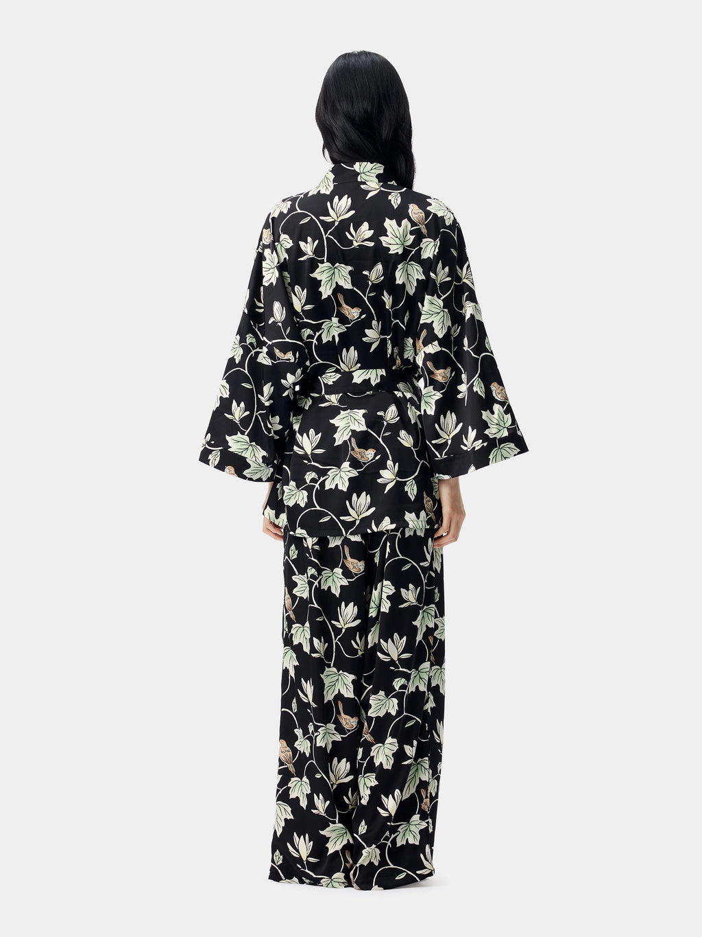 "Urban Jungle" Black Panther Satin Loungewear Set Robe & Pants – Magnolia