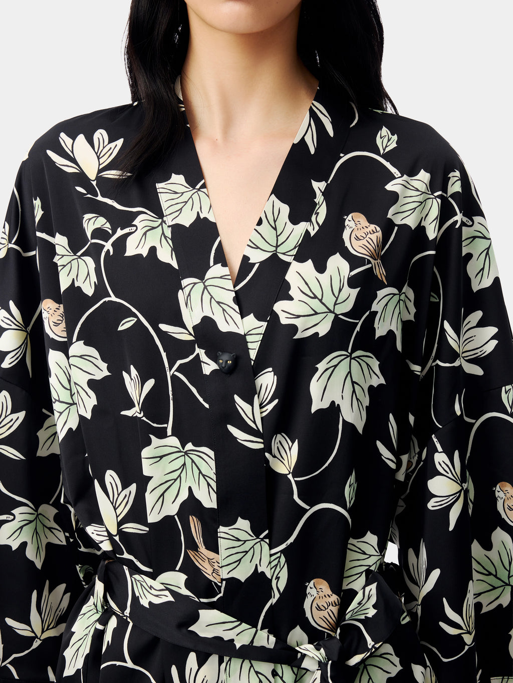 "Urban Jungle" Black Panther Satin Loungewear Set Robe & Pants – Magnolia