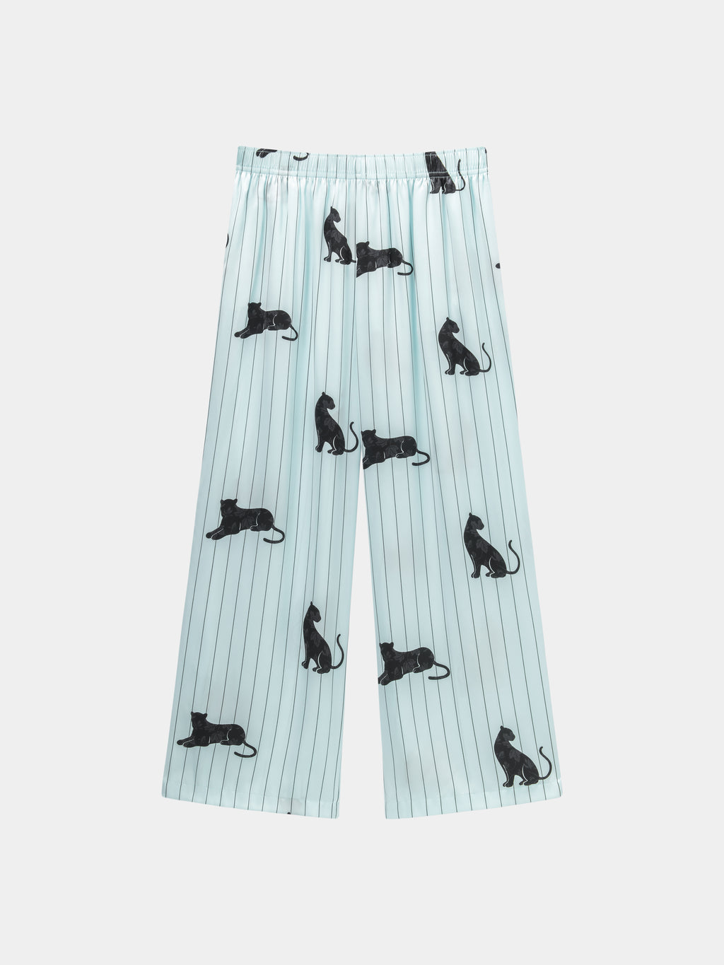 "Urban Jungle" Black Panther Satin Loungewear Set Robe & Pants – Mist Blue