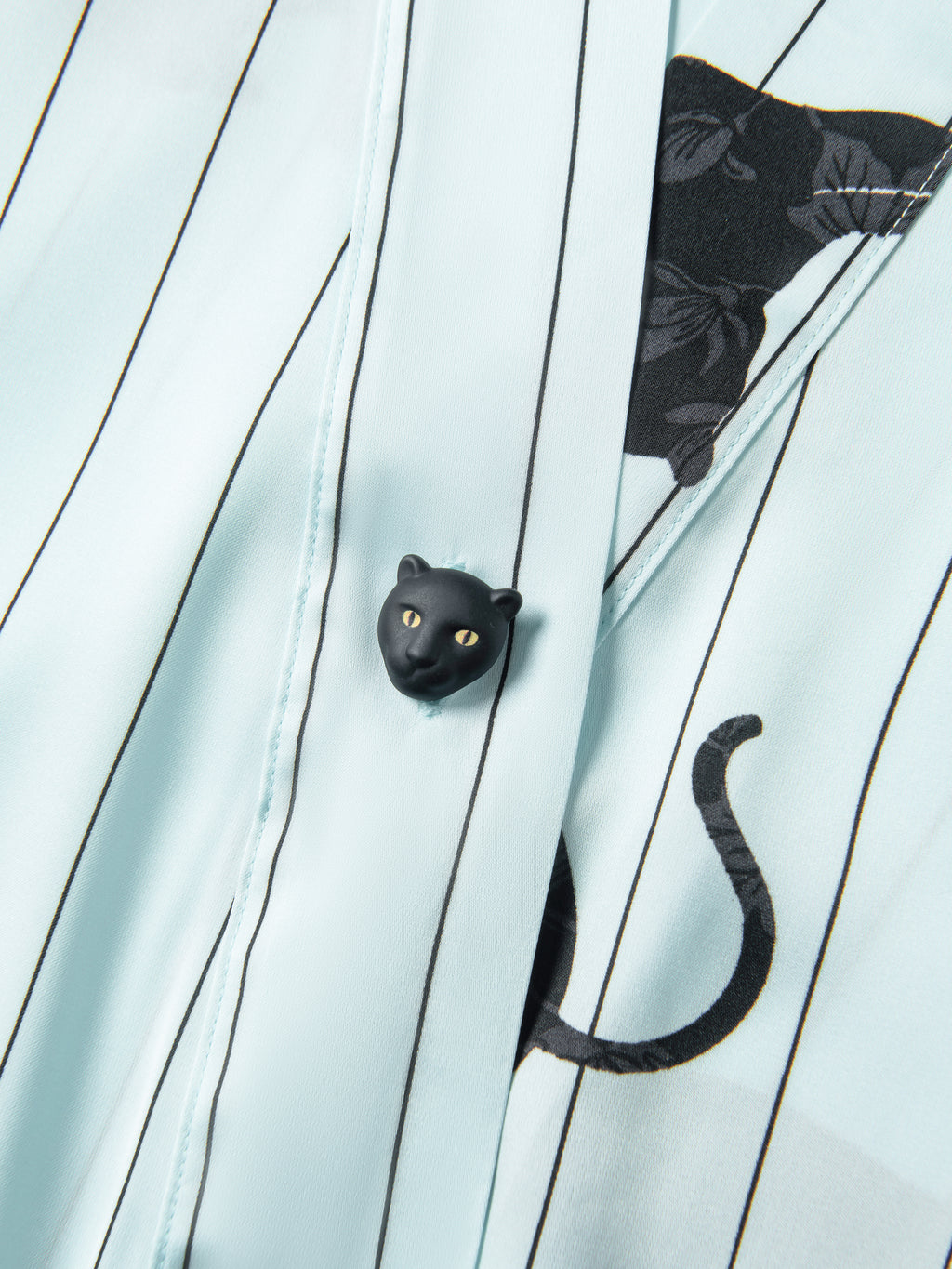"Urban Jungle" Black Panther Satin Loungewear Set Robe & Pants – Mist Blue