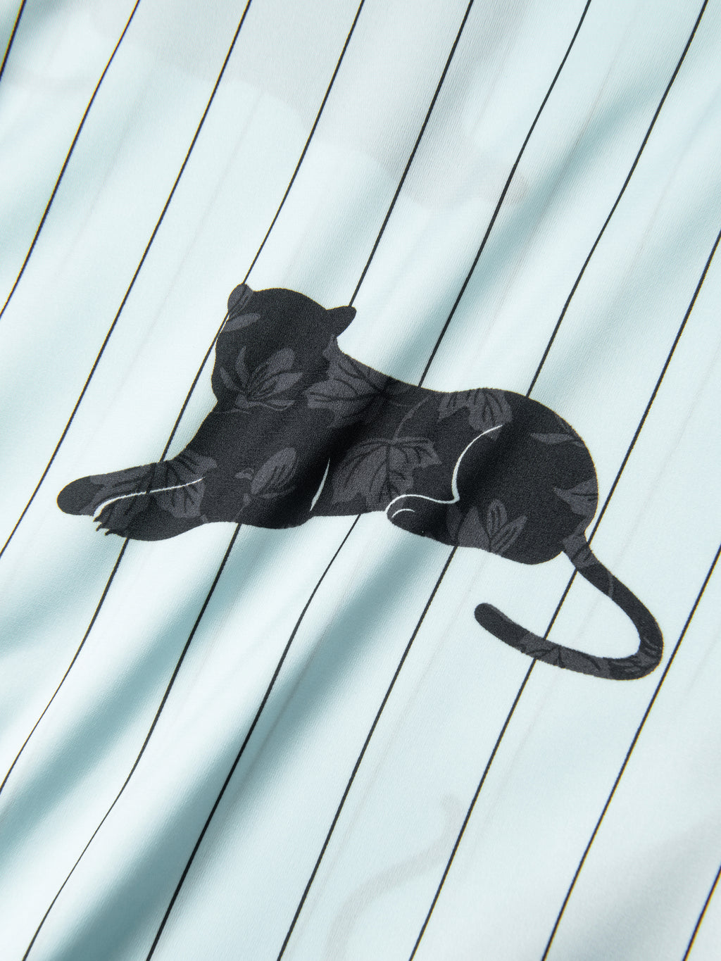 "Urban Jungle" Black Panther Satin Loungewear Set Robe & Pants – Mist Blue