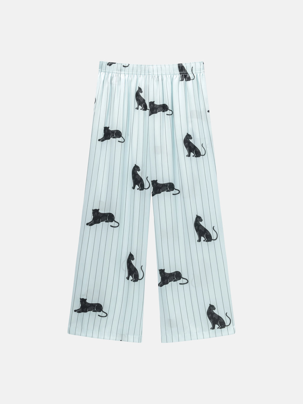 "Urban Jungle" Black Panther Satin Loungewear Set Short Sleeve – Mist Blue