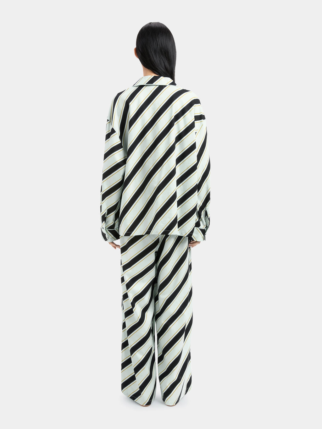 "Urban Jungle" Black Panther Tencel Cotton Blend Loungewear Set Long Sleeve – Blue & Black Stripes