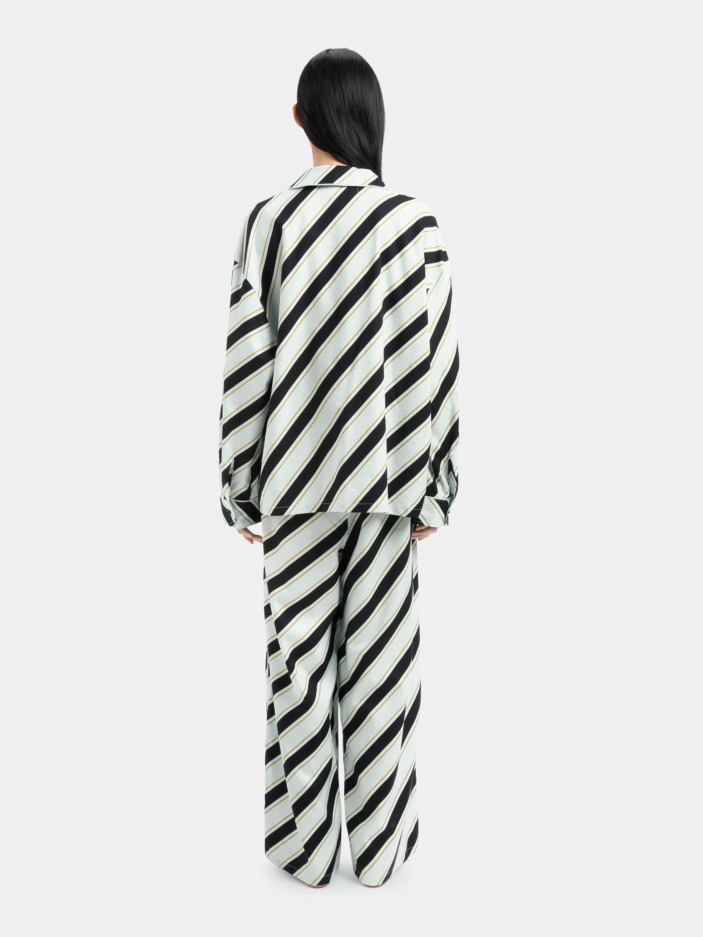 "Urban Jungle" Black Panther Tencel Cotton Blend Loungewear Set Long Sleeve – Blue & Black Stripes