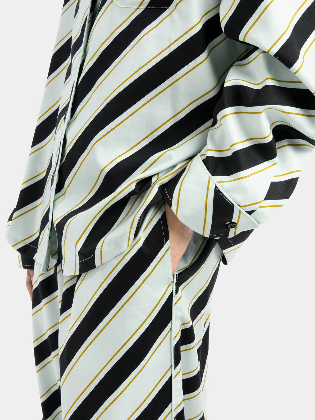 "Urban Jungle" Black Panther Tencel Cotton Blend Loungewear Set Long Sleeve – Blue & Black Stripes