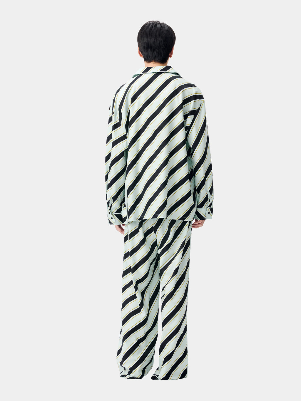 "Urban Jungle" Black Panther Tencel Cotton Blend Loungewear Set Long Sleeve – Blue & Black Stripes